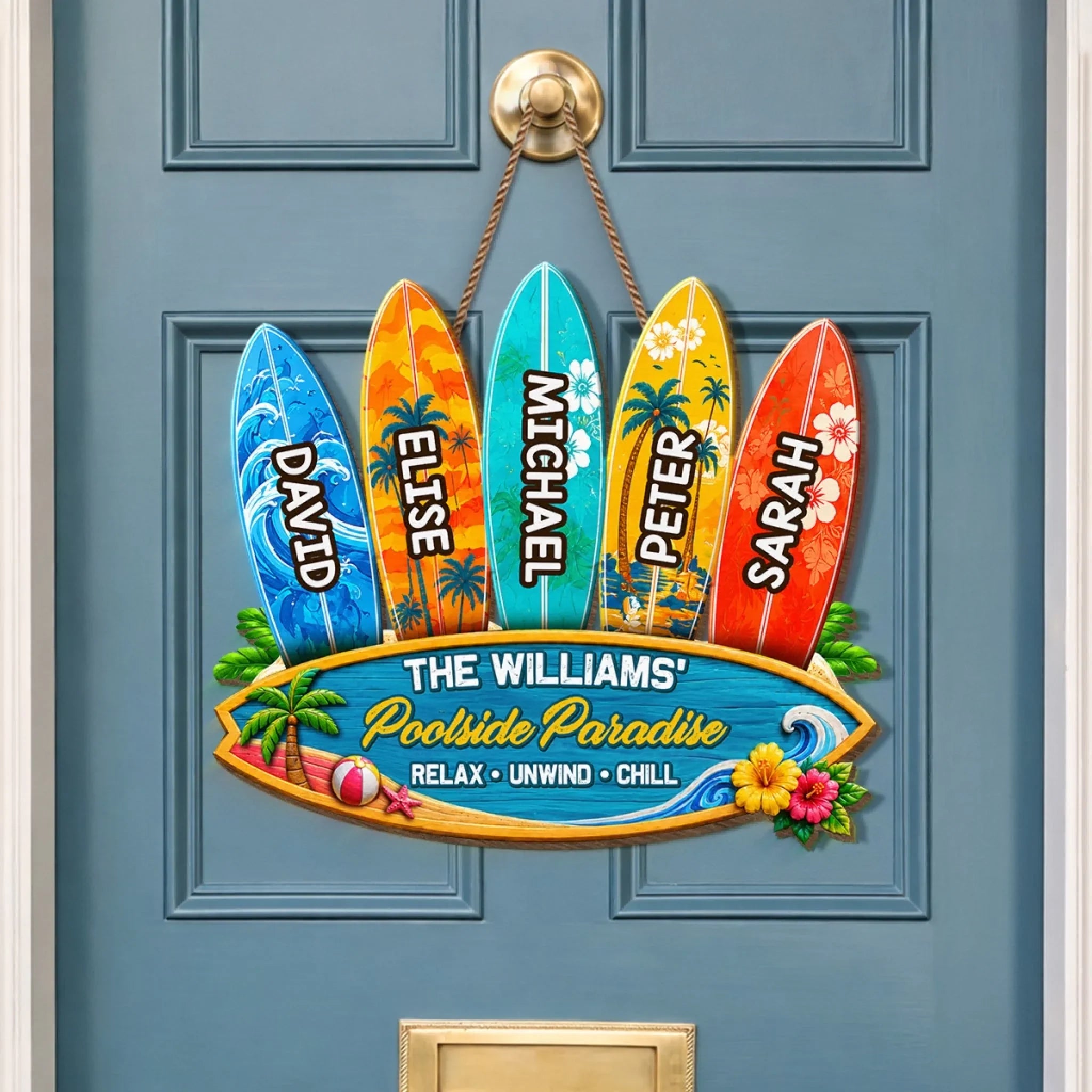 Custom Poolside Wood Sign - Personalized Summer Vacation And Travel Gifts For Mom, Dad, Brother, Sister, Kids - Our Paradise
