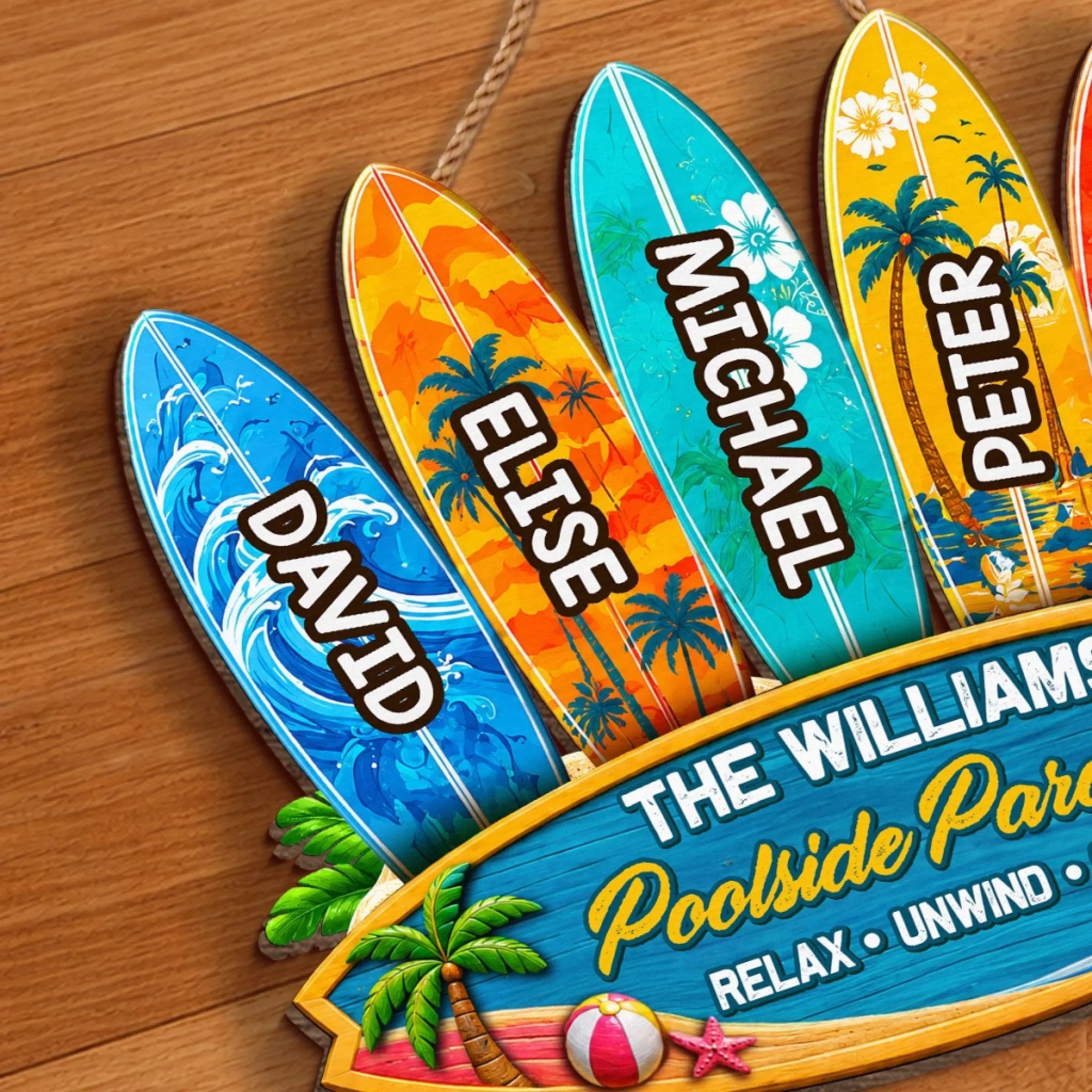Custom Poolside Wood Sign - Personalized Summer Vacation And Travel Gifts For Mom, Dad, Brother, Sister, Kids - Our Paradise