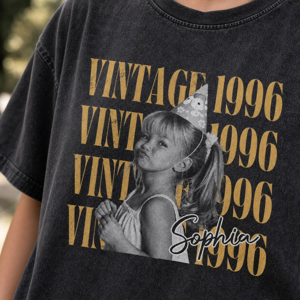 Custom Photo Washed Cotton T-shirt - Personalized Birthday Gifts For Men, Women - The Original Trendsetter Here