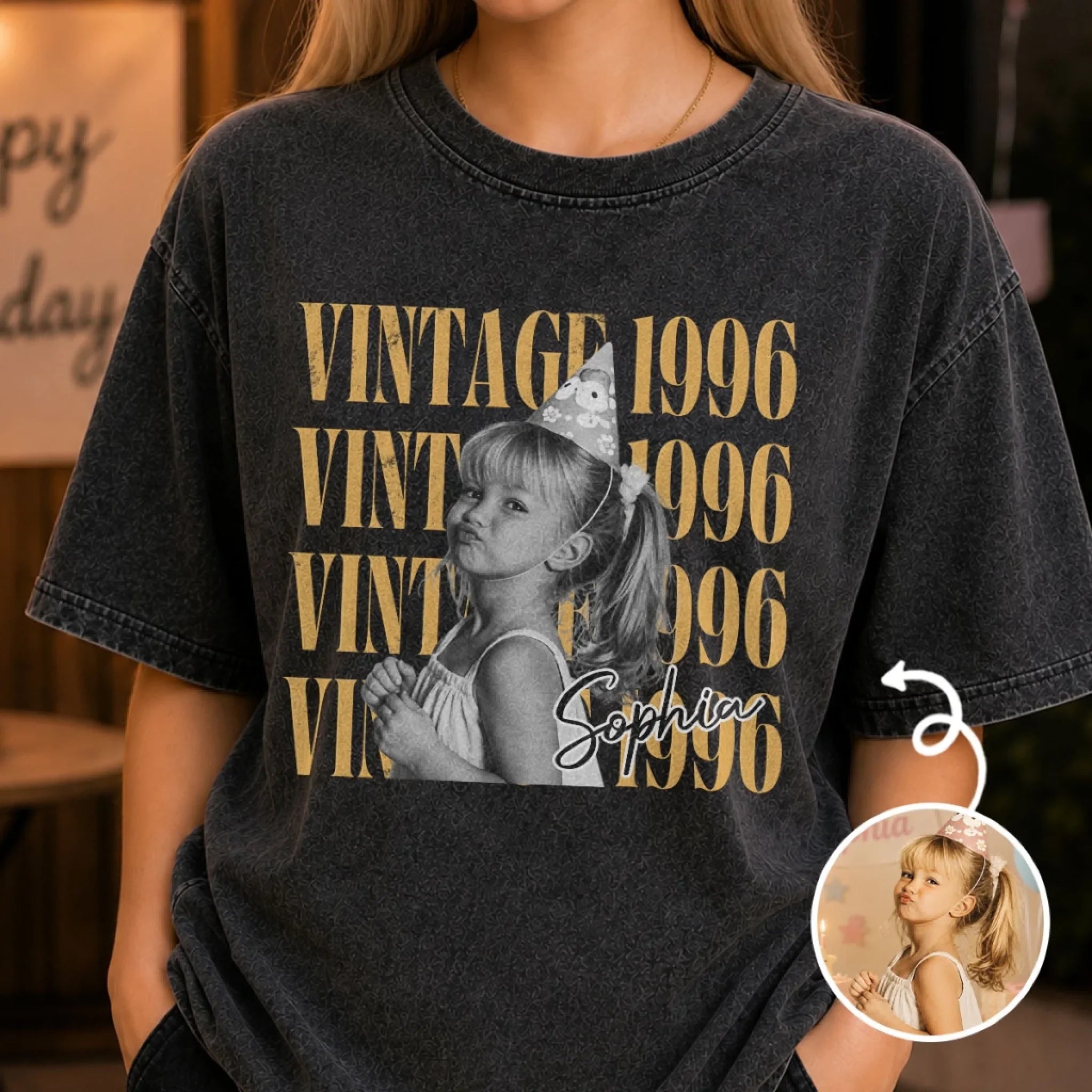 Custom Photo Washed Cotton T-shirt - Personalized Birthday Gifts For Men, Women - The Original Trendsetter Here