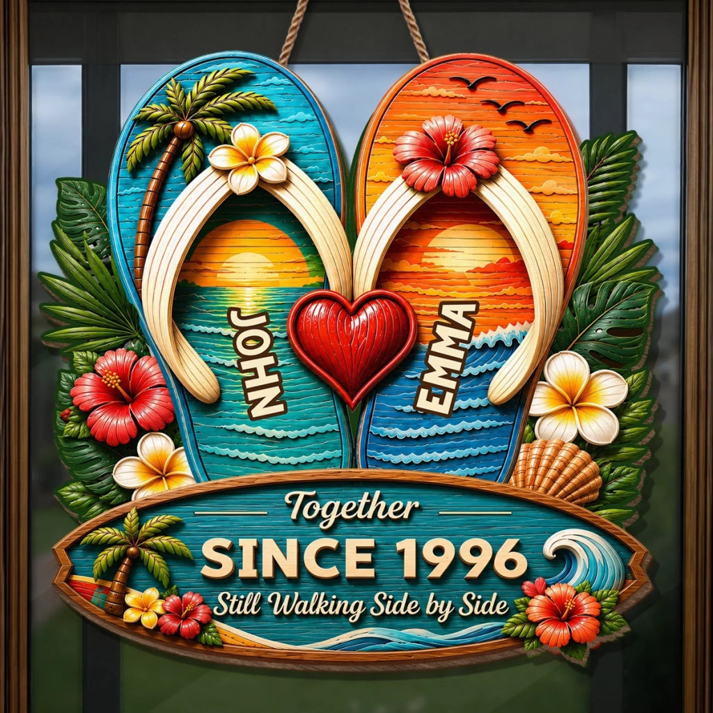 Custom Poolside Wood Sign - Personalized Summer Vacation And Travel Gifts For Husband And Wife, Him And Her - Still Walking Side By Side