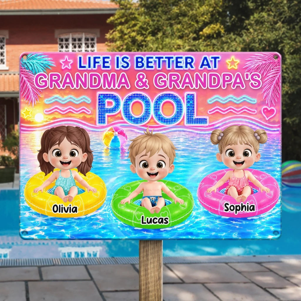 Custom Poolside Home Decor Metal Sign - Personalized Summer Vacation And Travel, Poolside Gifts For Grandma, Grandpa - Pool Days Rule
