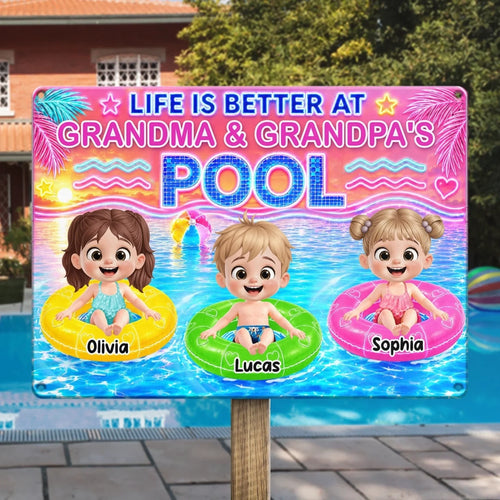 Custom Poolside Home Decor Metal Sign - Personalized Summer Vacation And Travel, Poolside Gifts For Grandma, Grandpa - Pool Days Rule