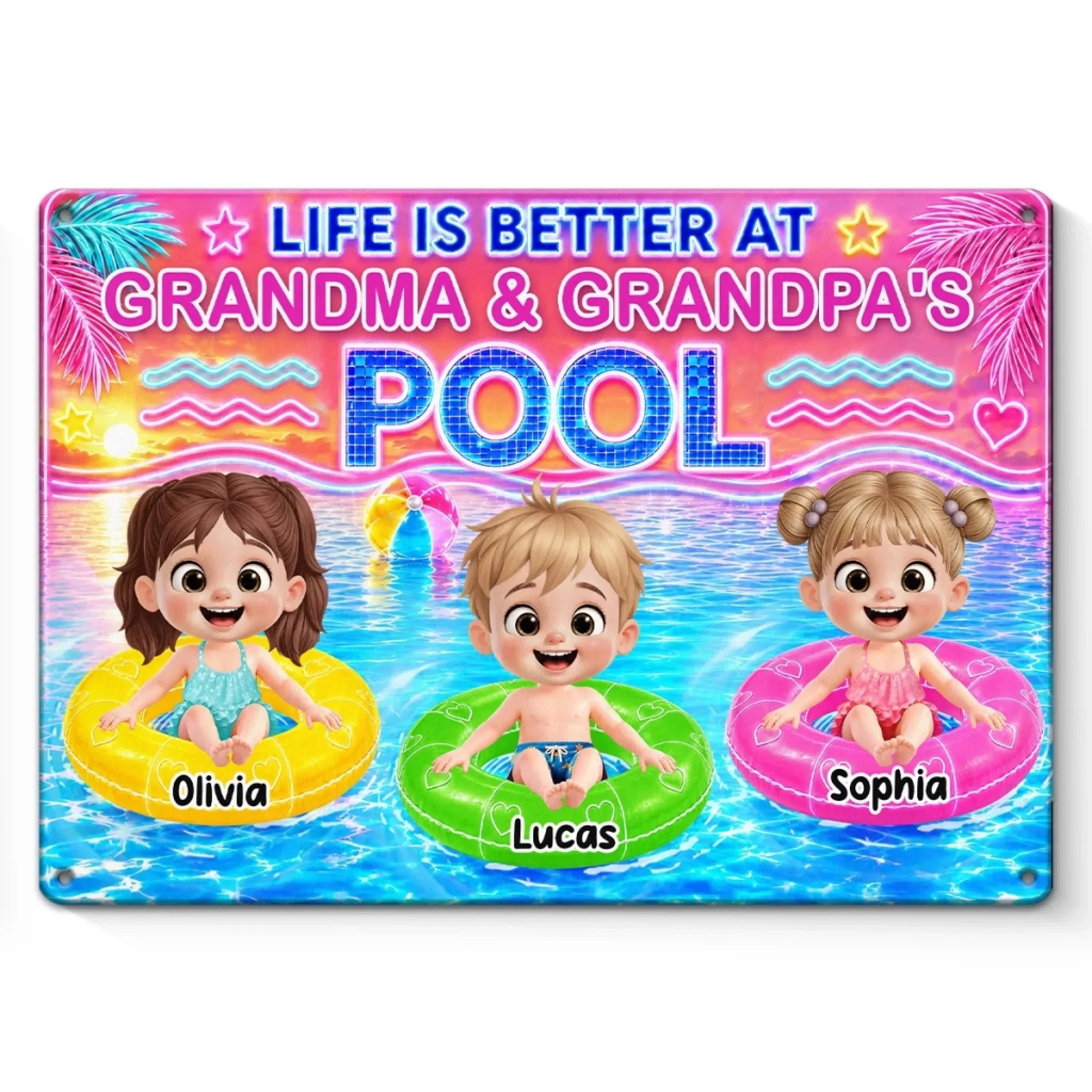 Custom Poolside Home Decor Metal Sign - Personalized Summer Vacation And Travel, Poolside Gifts For Grandma, Grandpa - Pool Days Rule