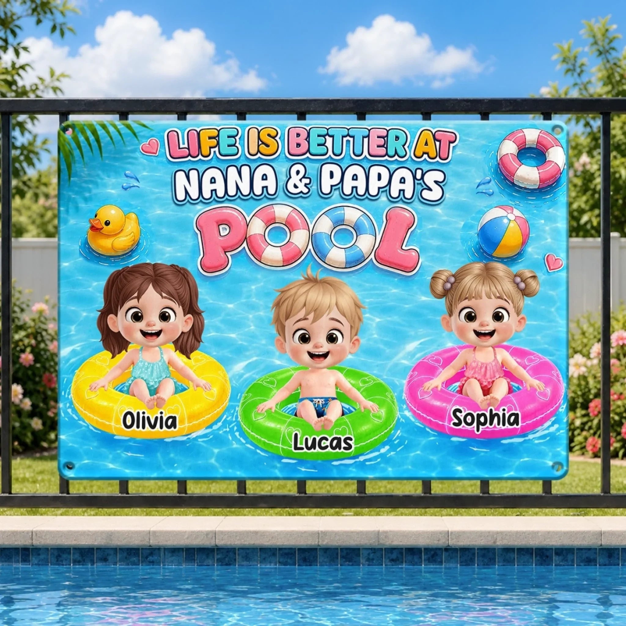 Custom Poolside Home Decor Metal Sign - Personalized Summer Vacation And Travel, Poolside Gifts For Grandma, Grandpa - Pool Days With Grandkids
