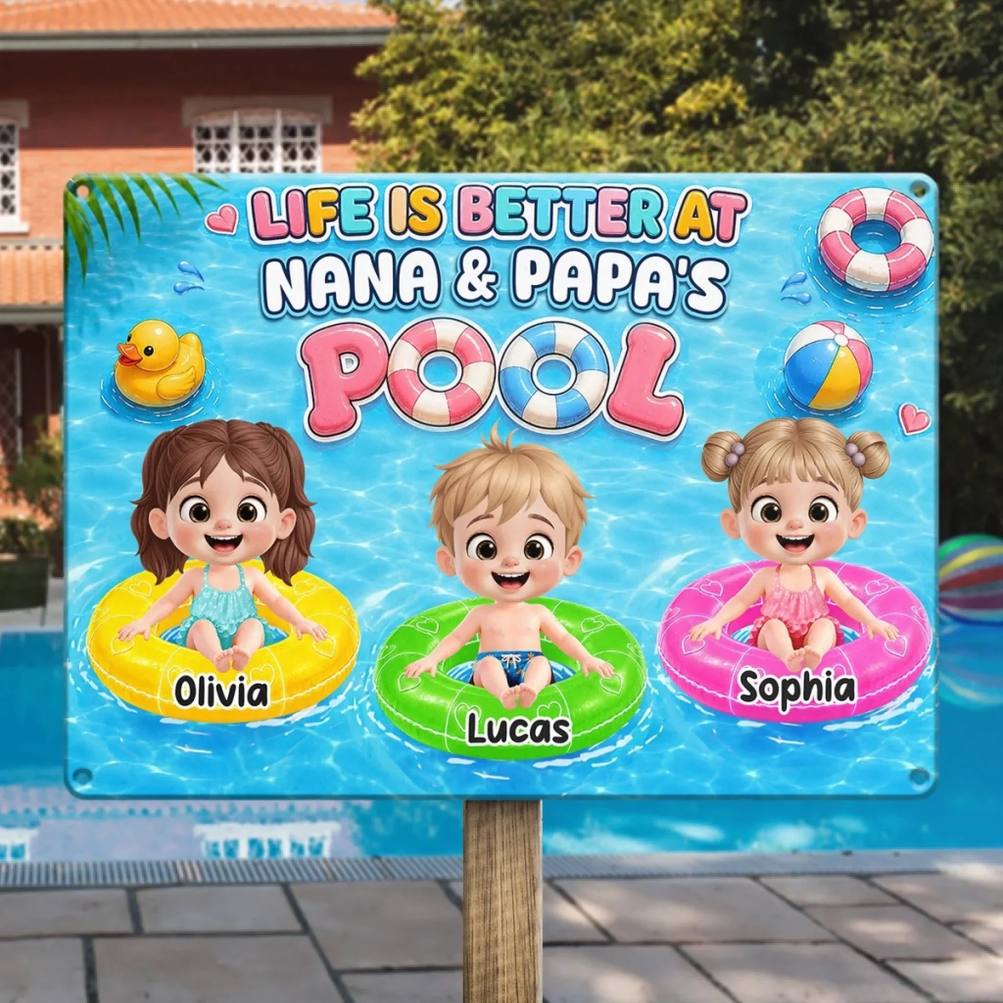 Custom Poolside Home Decor Metal Sign - Personalized Summer Vacation And Travel, Poolside Gifts For Grandma, Grandpa - Pool Days With Grandkids