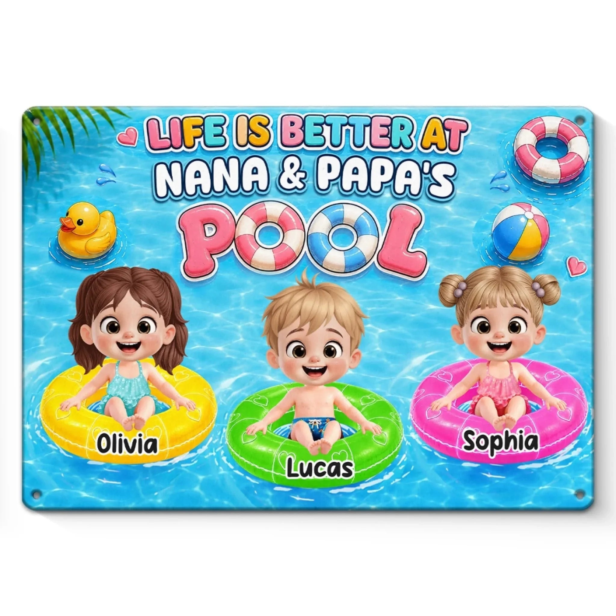 Custom Poolside Home Decor Metal Sign - Personalized Summer Vacation And Travel, Poolside Gifts For Grandma, Grandpa - Pool Days With Grandkids