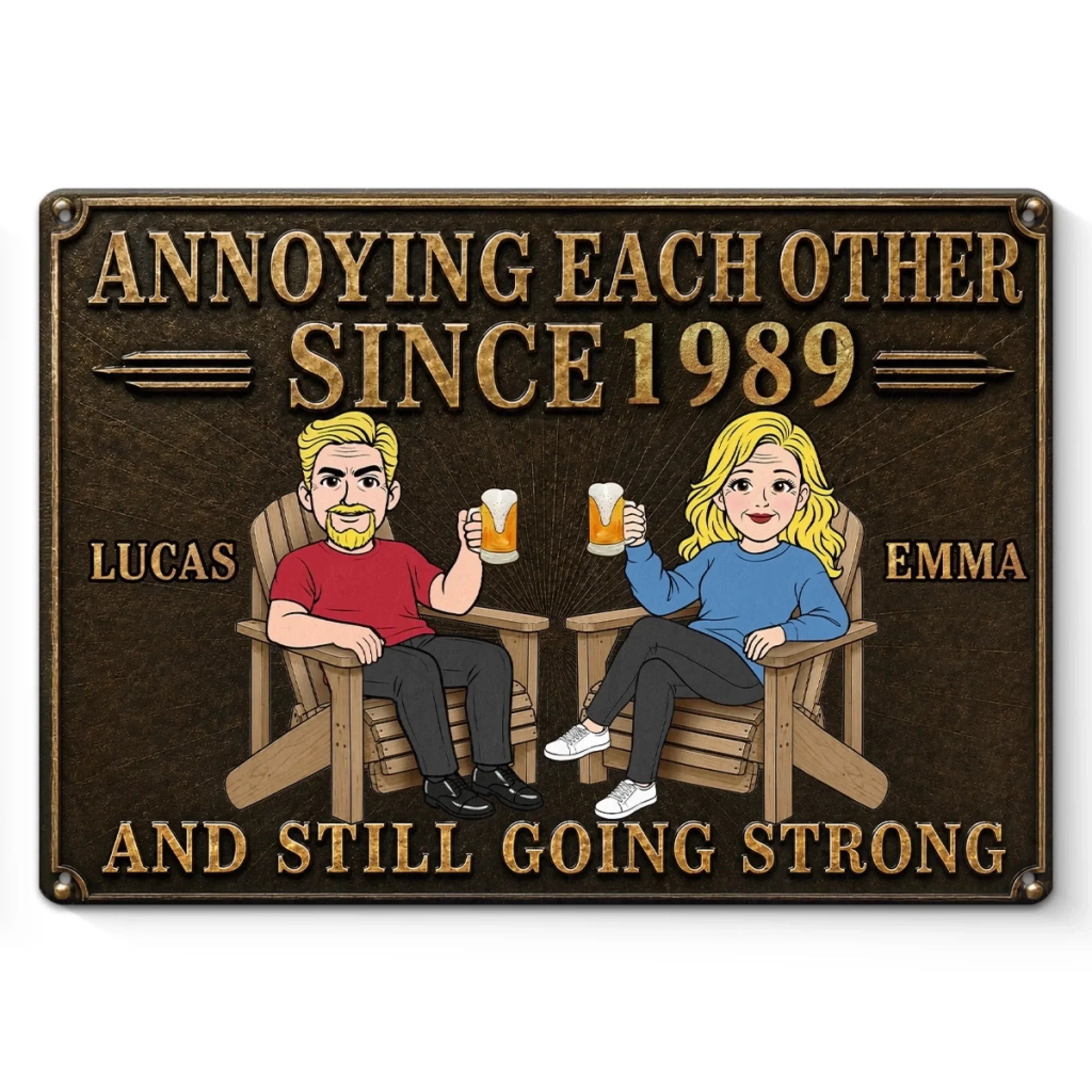 Custom Home Decor Metal Sign - Personalized  Anniversary Wedding Gifts For Husband And Wife, Him And Her - The Blueprint Of Chaotic Couples