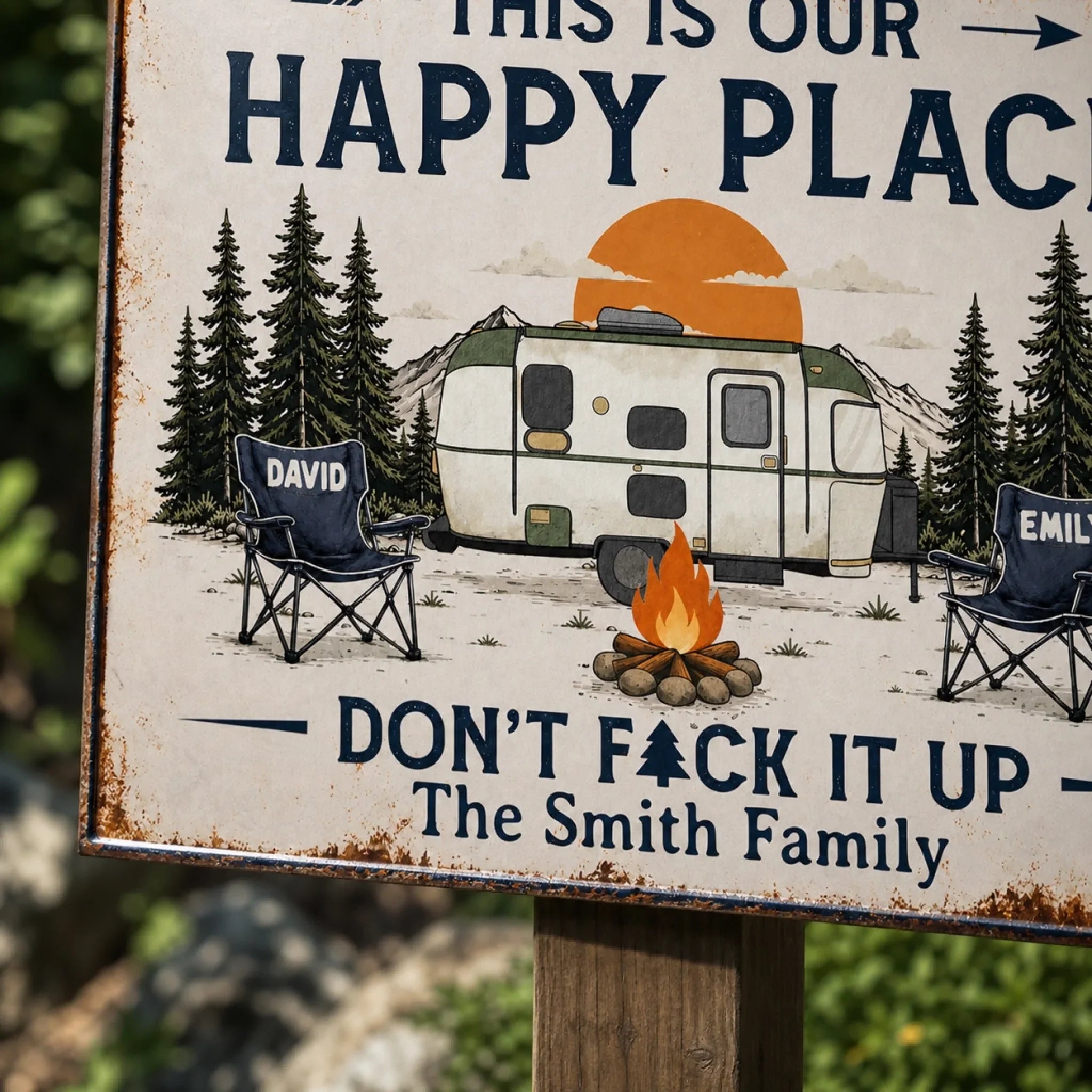 Custom Home Decor Metal Sign - Personalized Birthday Camping Gifts For Campers, Husband And Wife, Him And Her - Happy Campers Only