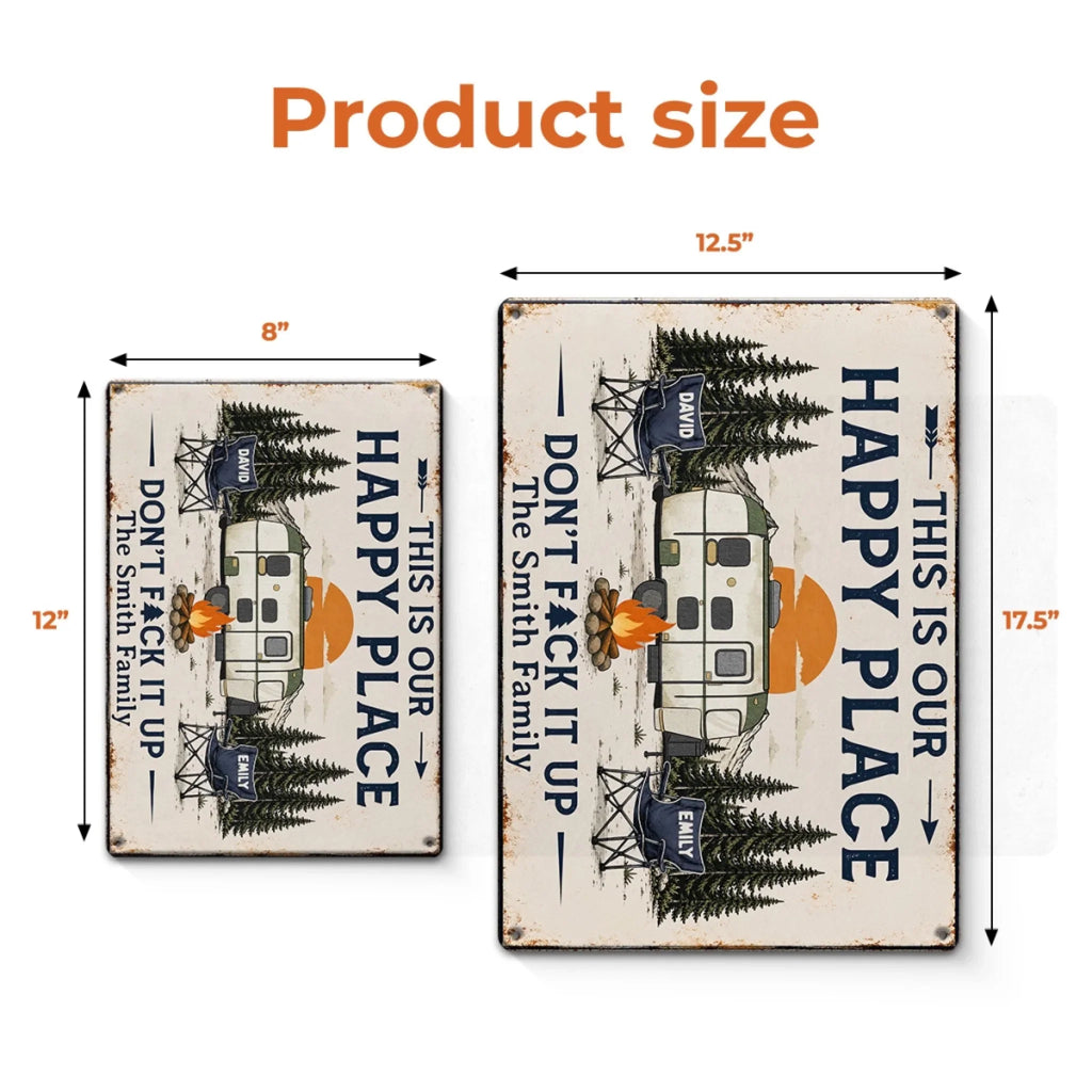 Custom Home Decor Metal Sign - Personalized Birthday Camping Gifts For Campers, Husband And Wife, Him And Her - Happy Campers Only