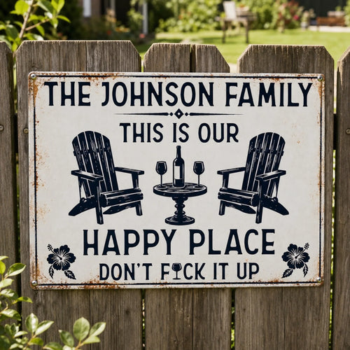 Custom Home Decor Metal Sign - Personalized  Summer Vacation And Travel Gifts For Husband And Wife, Him And Her - Our Favorite Escape