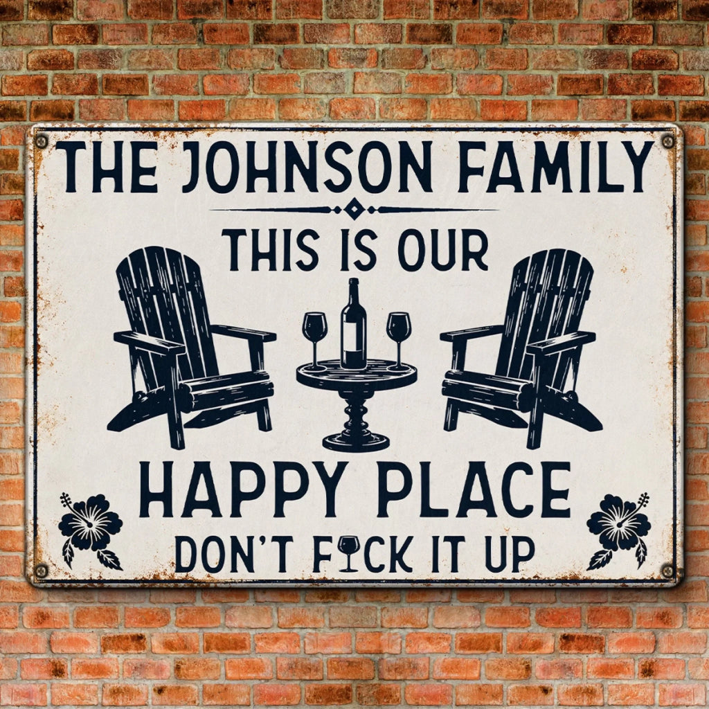 Custom Home Decor Metal Sign - Personalized  Summer Vacation And Travel Gifts For Husband And Wife, Him And Her - Our Favorite Escape