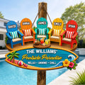 Custom Poolside Wood Sign - Personalized Summer Vacation And Travel Gifts For Mom, Dad, Brother, Sister, Kids - Our Happy Place