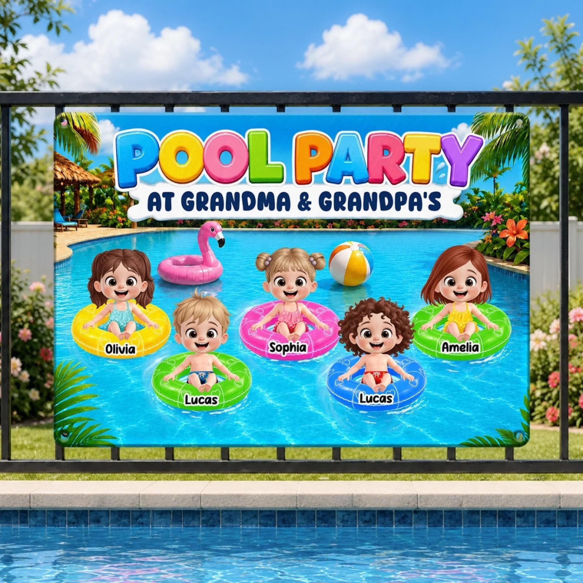 Custom Poolside Home Decor Metal Sign - Personalized Summer Vacation And Travel, Poolside Gifts For Grandma, Grandpa - Sunshine And Sweet Memories