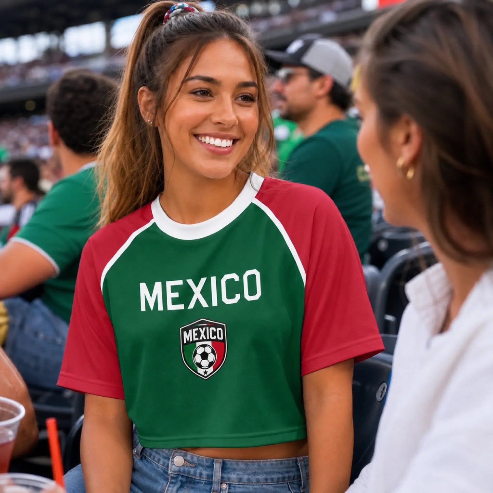 Custom Women's Mexico World Football Jersey Crop Tee - Personalized Birthday Gifts For Football Lovers, Sports Fans, Sports Lovers - Born To Stand Out In The Crowd