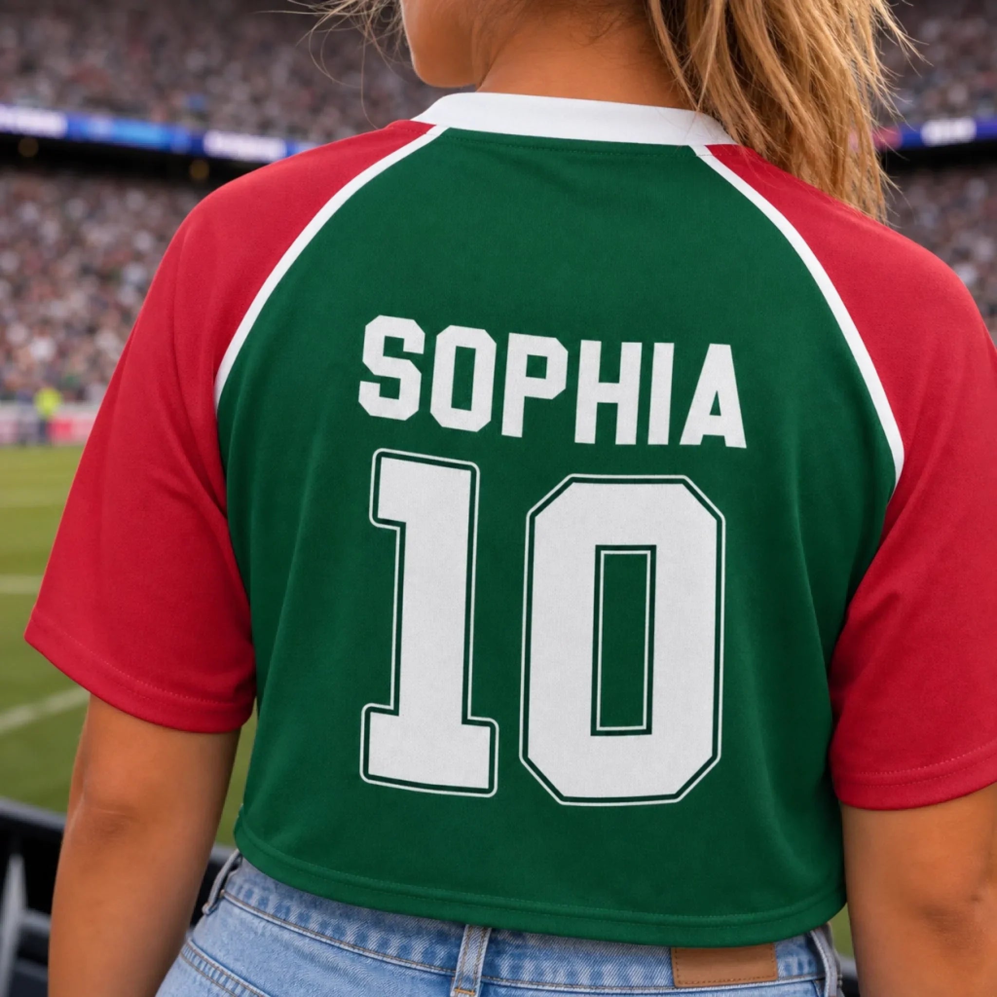 Custom Women's Mexico World Football Jersey Crop Tee - Personalized Birthday Gifts For Football Lovers, Sports Fans, Sports Lovers - Born To Stand Out In The Crowd