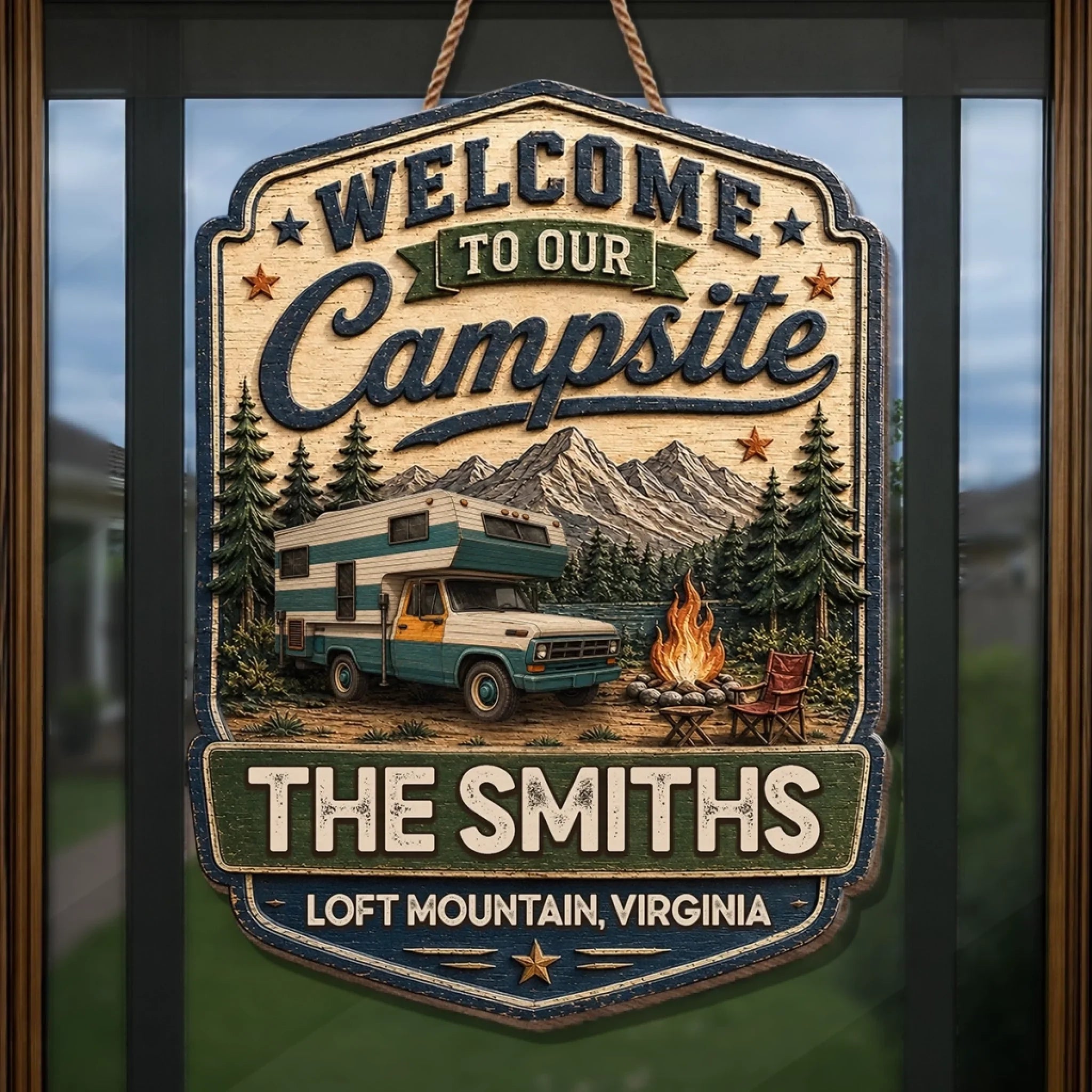 Custom Wood Sign - Personalized Birthday Camping Gifts For Campers, Mom, Dad, Brother, Sister, Kids - Home Is The Campsite
