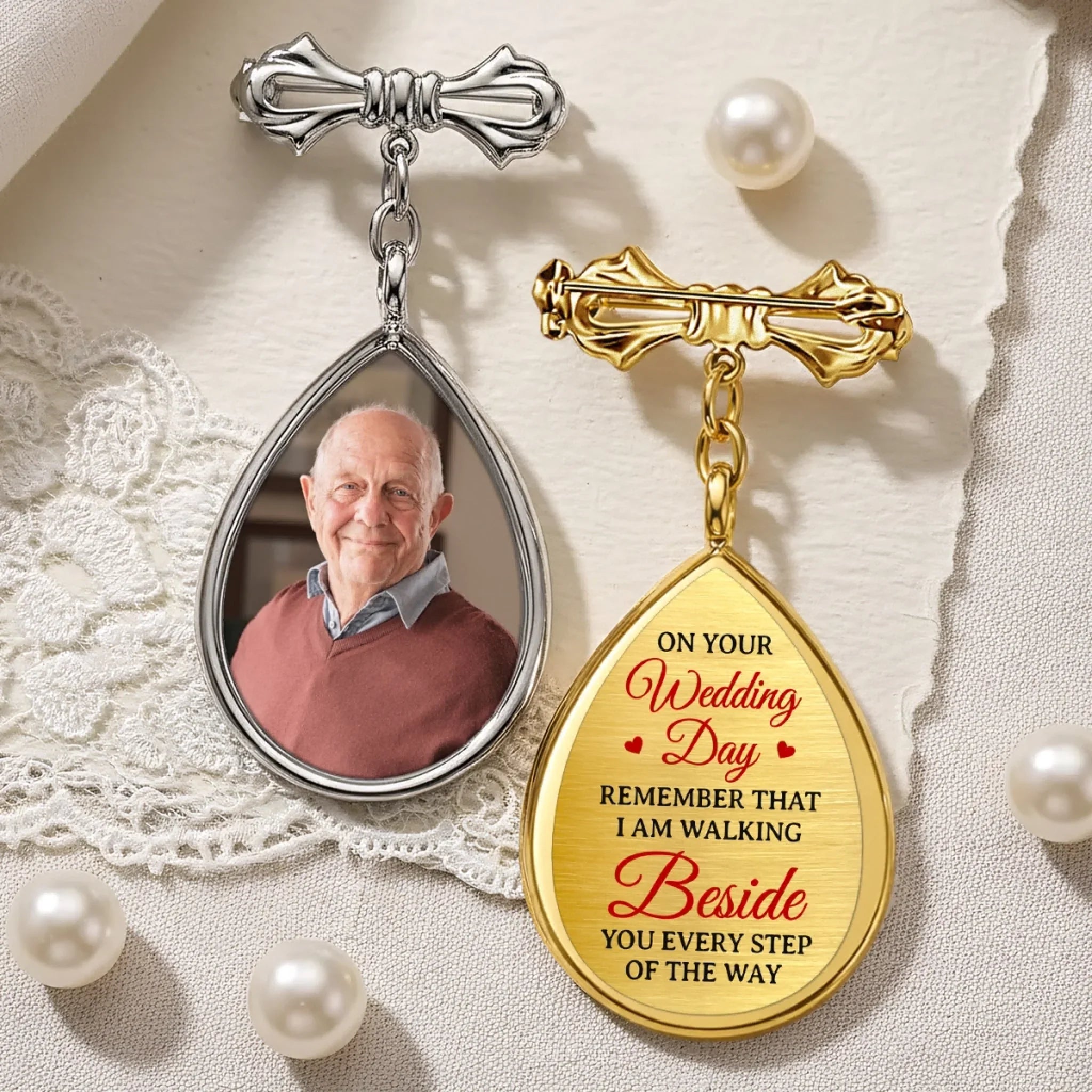 Custom Photo Teardrop Pin - Personalized Memorial Sympathy Gifts For Brides - A Love Remembered Forever