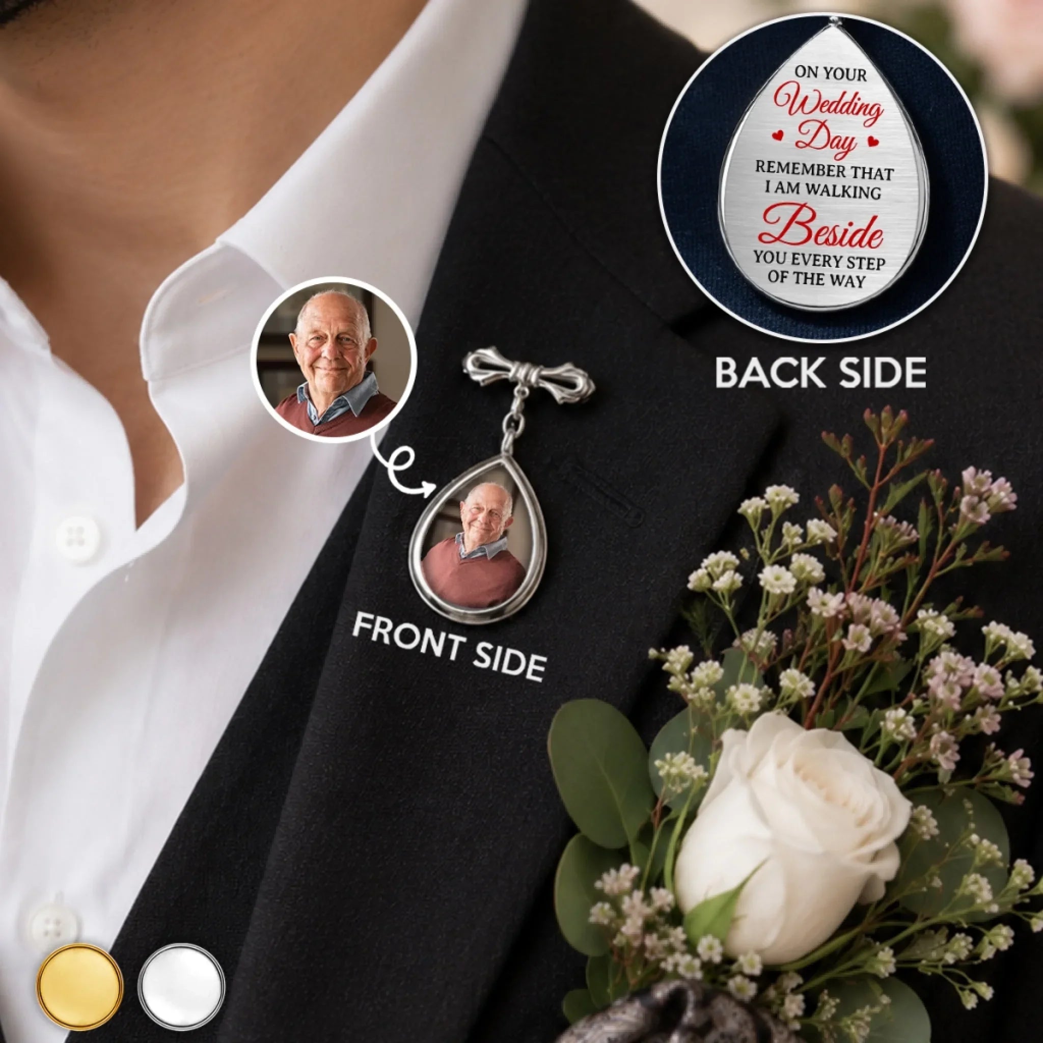 Custom Photo Teardrop Pin - Personalized Memorial Sympathy Gifts For Brides - A Love Remembered Forever