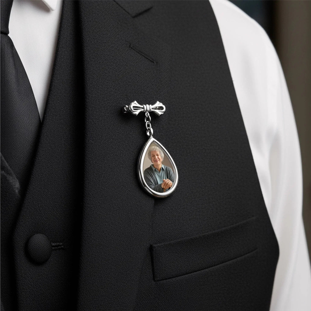 Custom Photo Teardrop Pin - Personalized Memorial Sympathy Gifts For Brides - A Love Remembered Forever