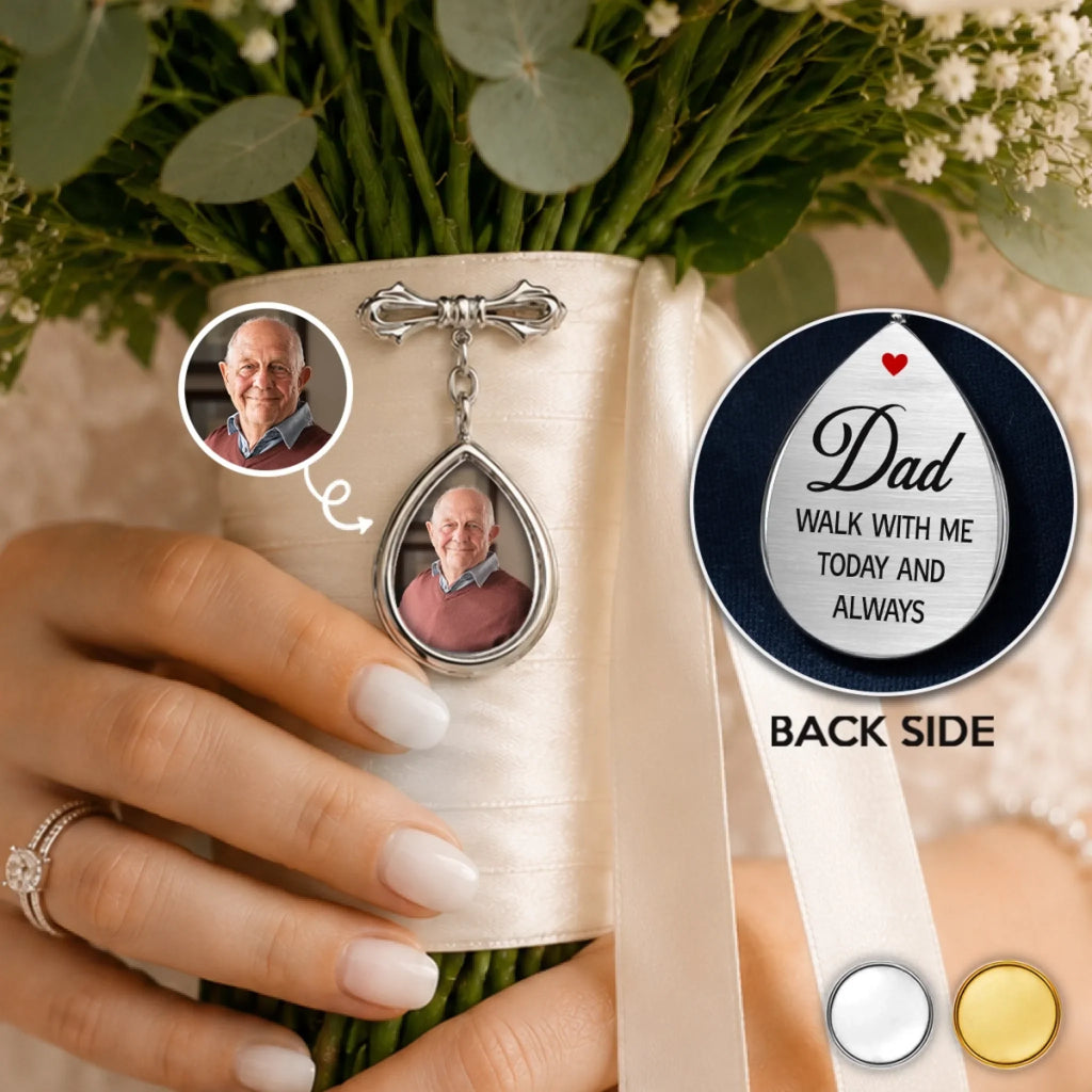 Custom Photo Teardrop Pin - Personalized Memorial Sympathy Gifts For Brides - Carried In My Heart Always