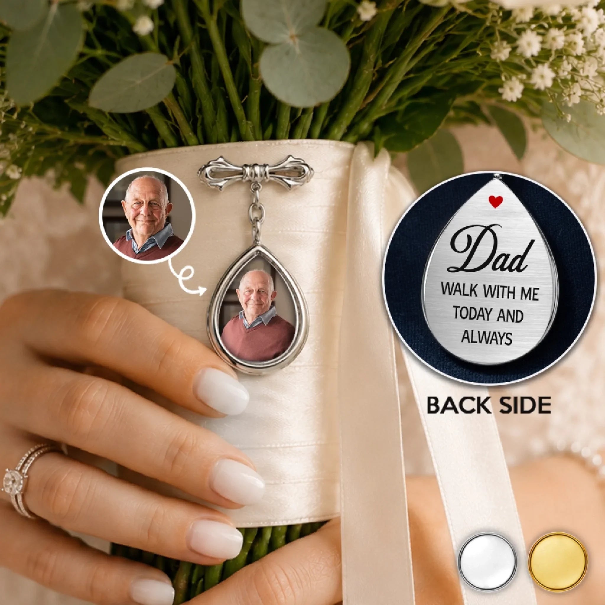 Custom Photo Teardrop Pin - Personalized Memorial Sympathy Gifts For Brides - Carried In My Heart Always