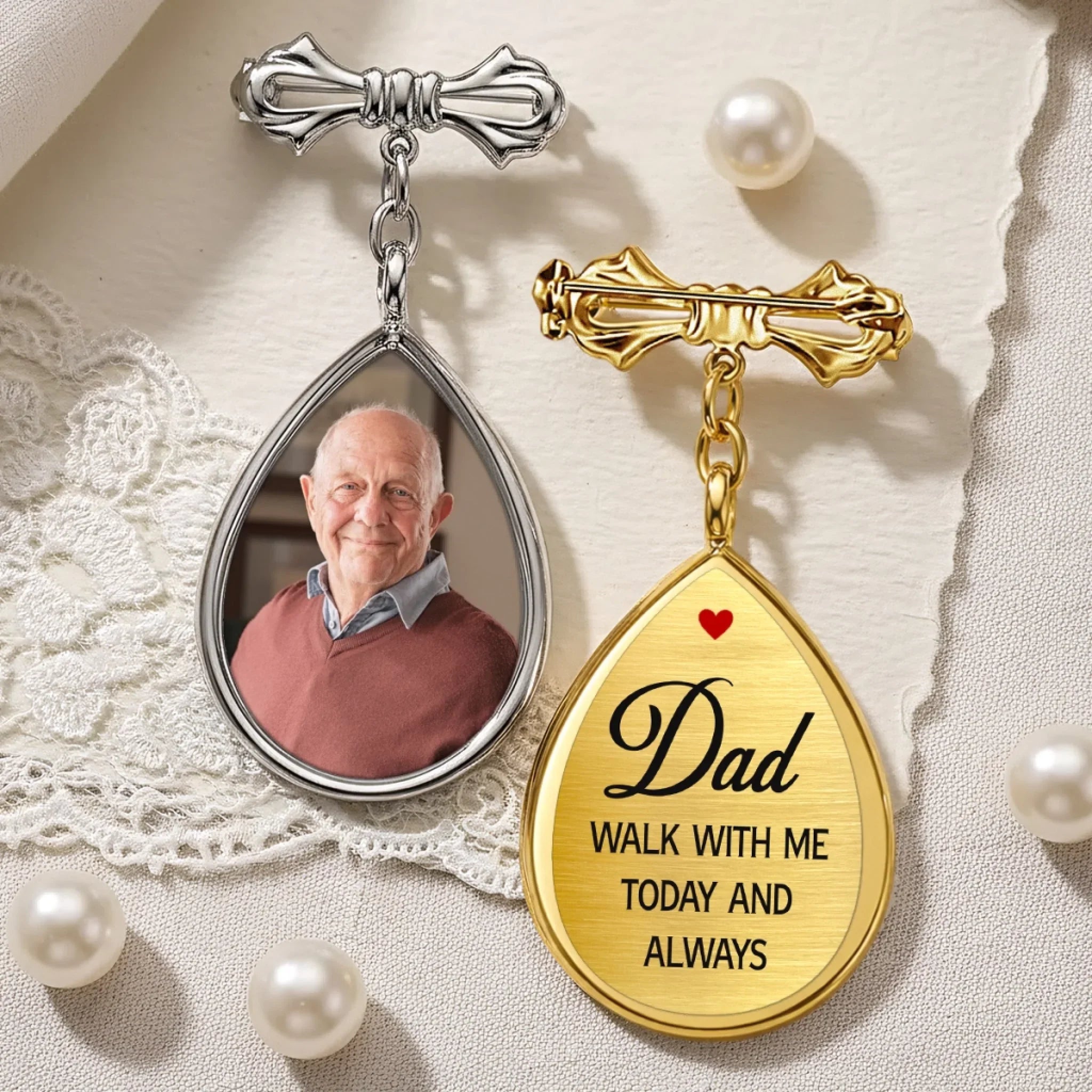Custom Photo Teardrop Pin - Personalized Memorial Sympathy Gifts For Brides - Carried In My Heart Always