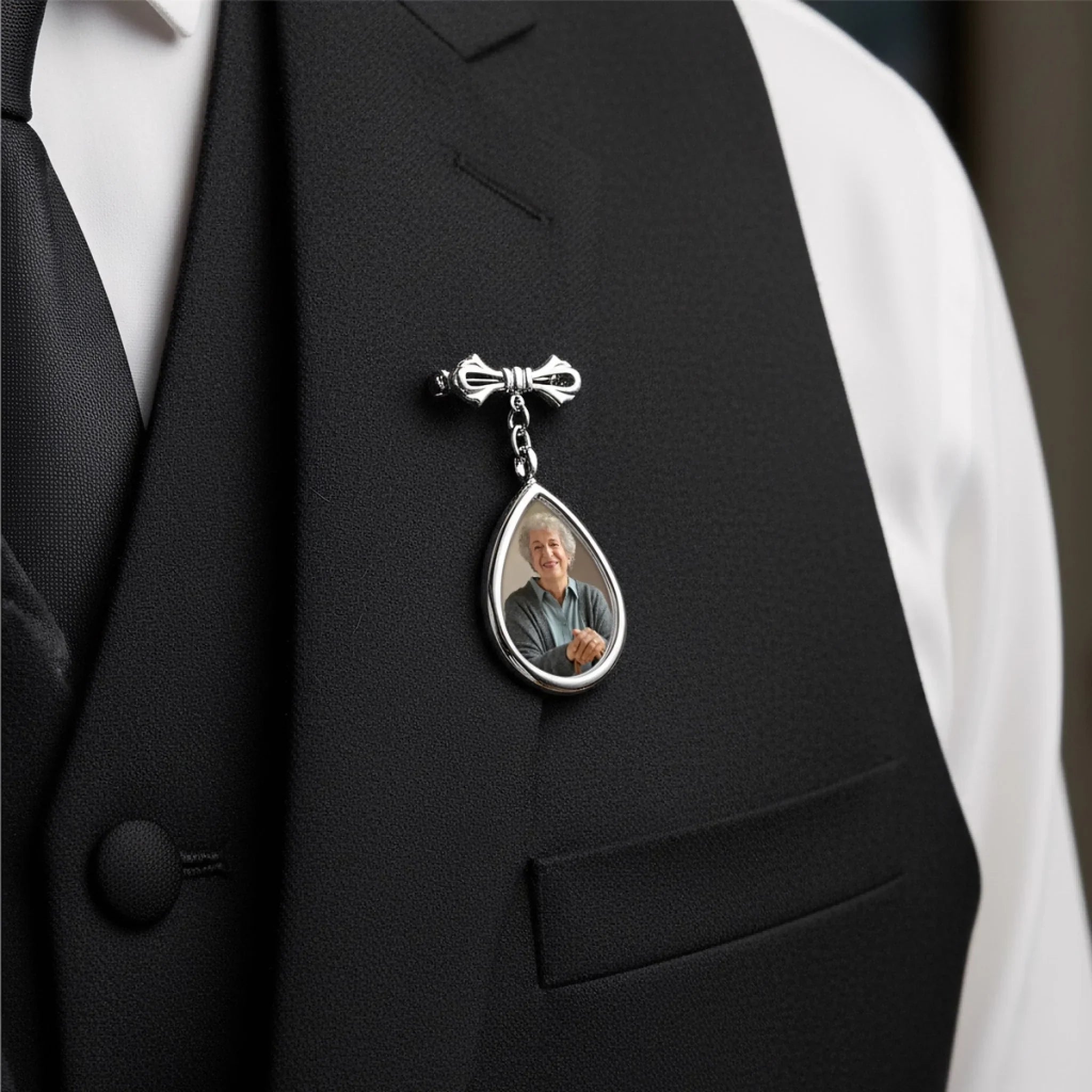 Custom Photo Teardrop Pin - Personalized Memorial Sympathy Gifts For Brides - Carried In My Heart Always