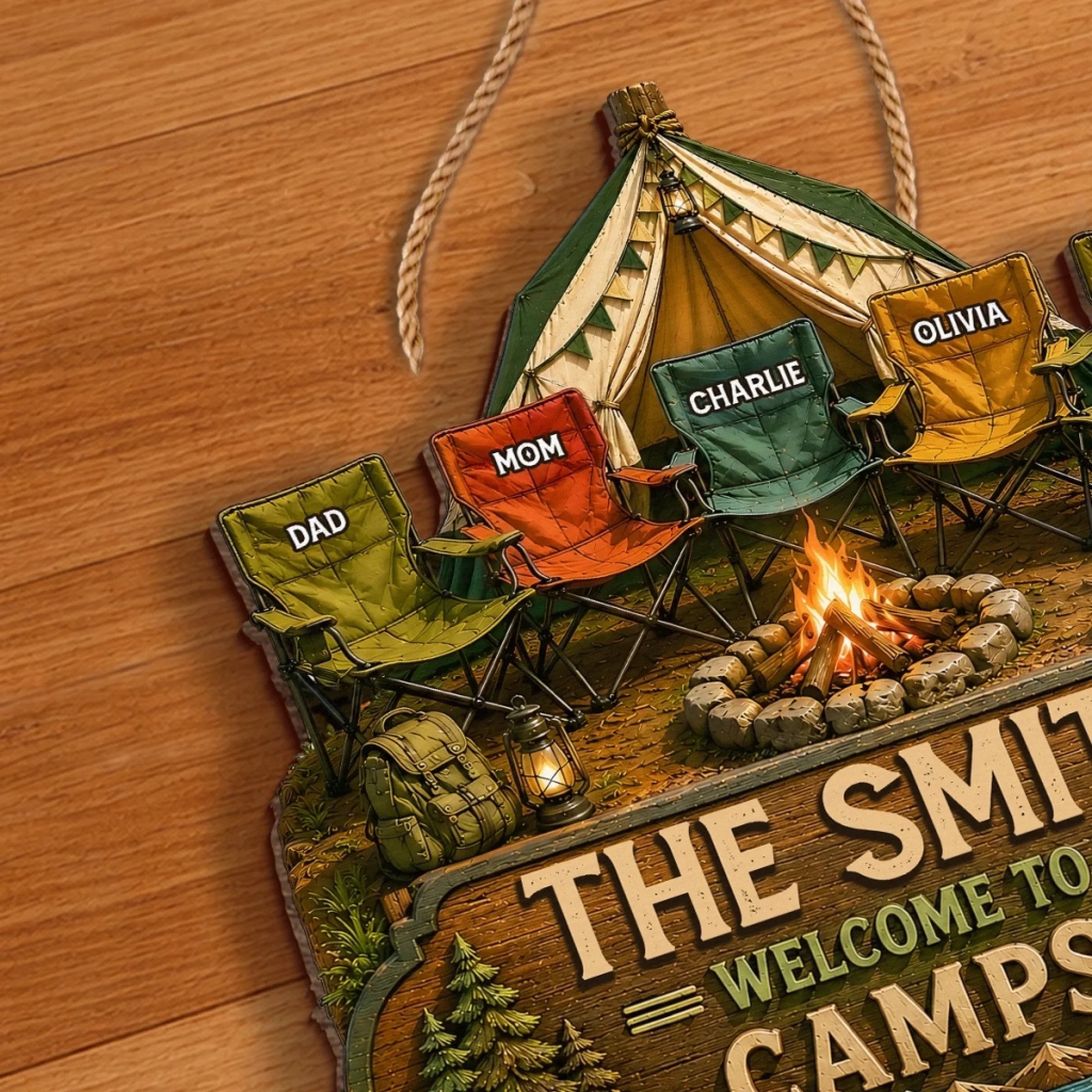Custom Wood Sign - Personalized Birthday Camping Gifts For Campers, Mom, Dad, Brother, Sister, Kids - Family Adventures