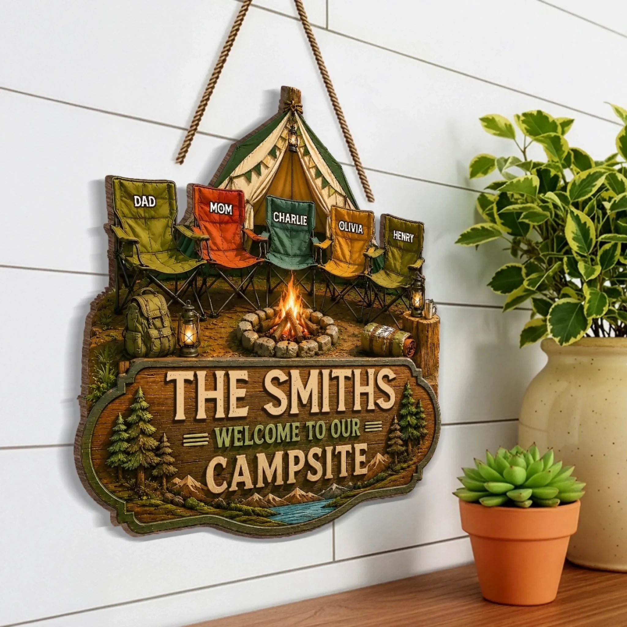 Custom Wood Sign - Personalized Birthday Camping Gifts For Campers, Mom, Dad, Brother, Sister, Kids - Family Adventures