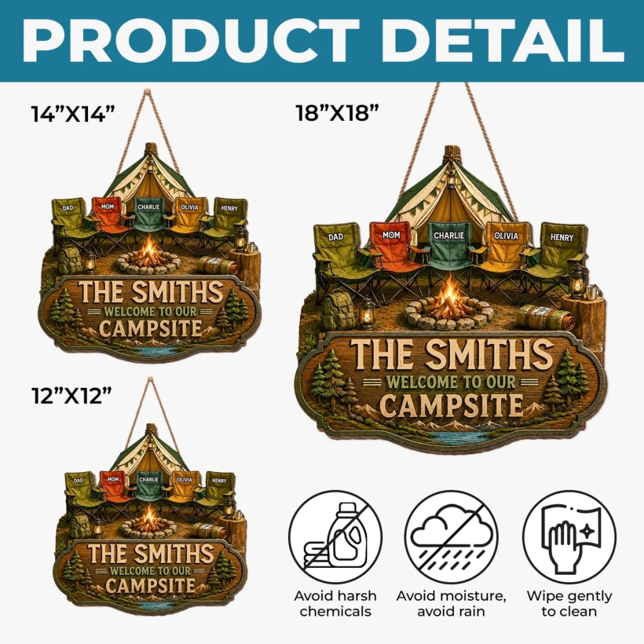 Custom Wood Sign - Personalized Birthday Camping Gifts For Campers, Mom, Dad, Brother, Sister, Kids - Family Adventures
