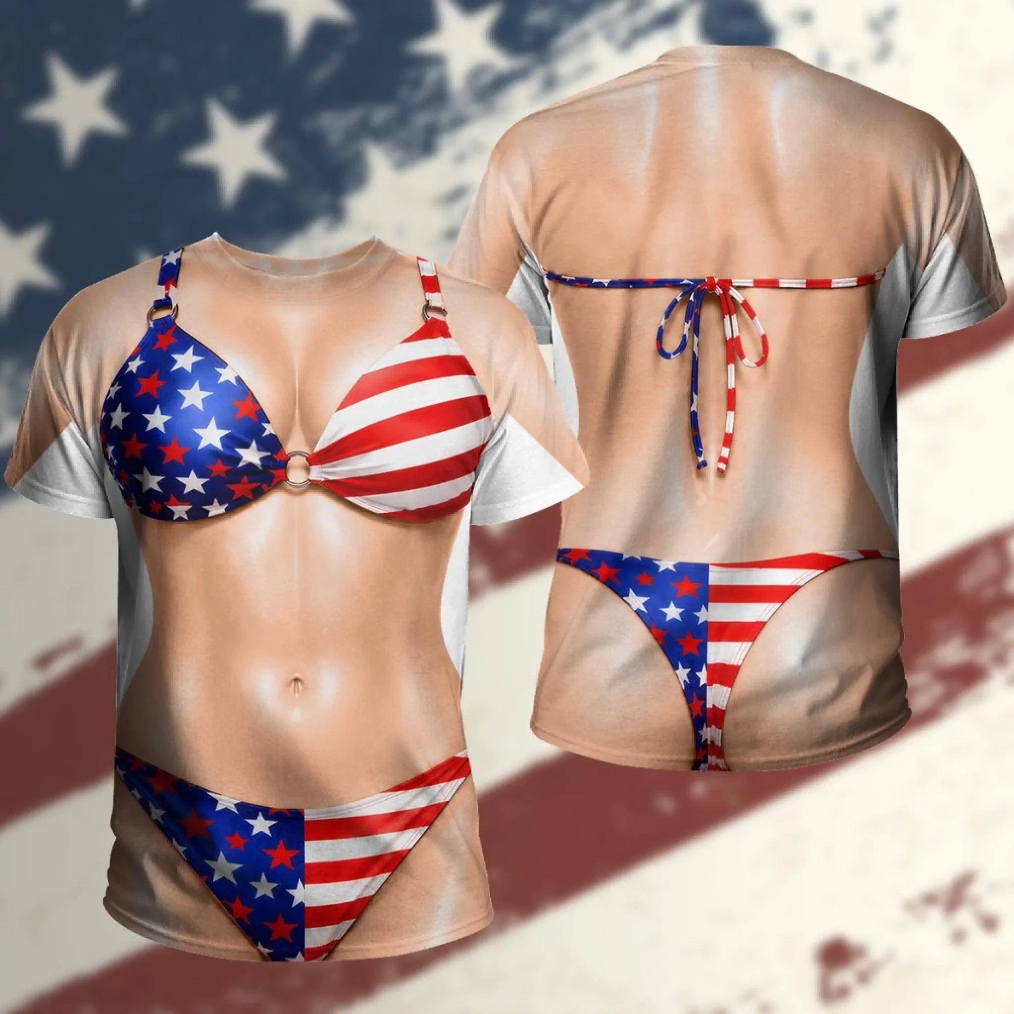 Custom Funny Patriotic T-shirt - Personalized Birthday Gifts For Men, Women - Freedom Never Looked So Hot