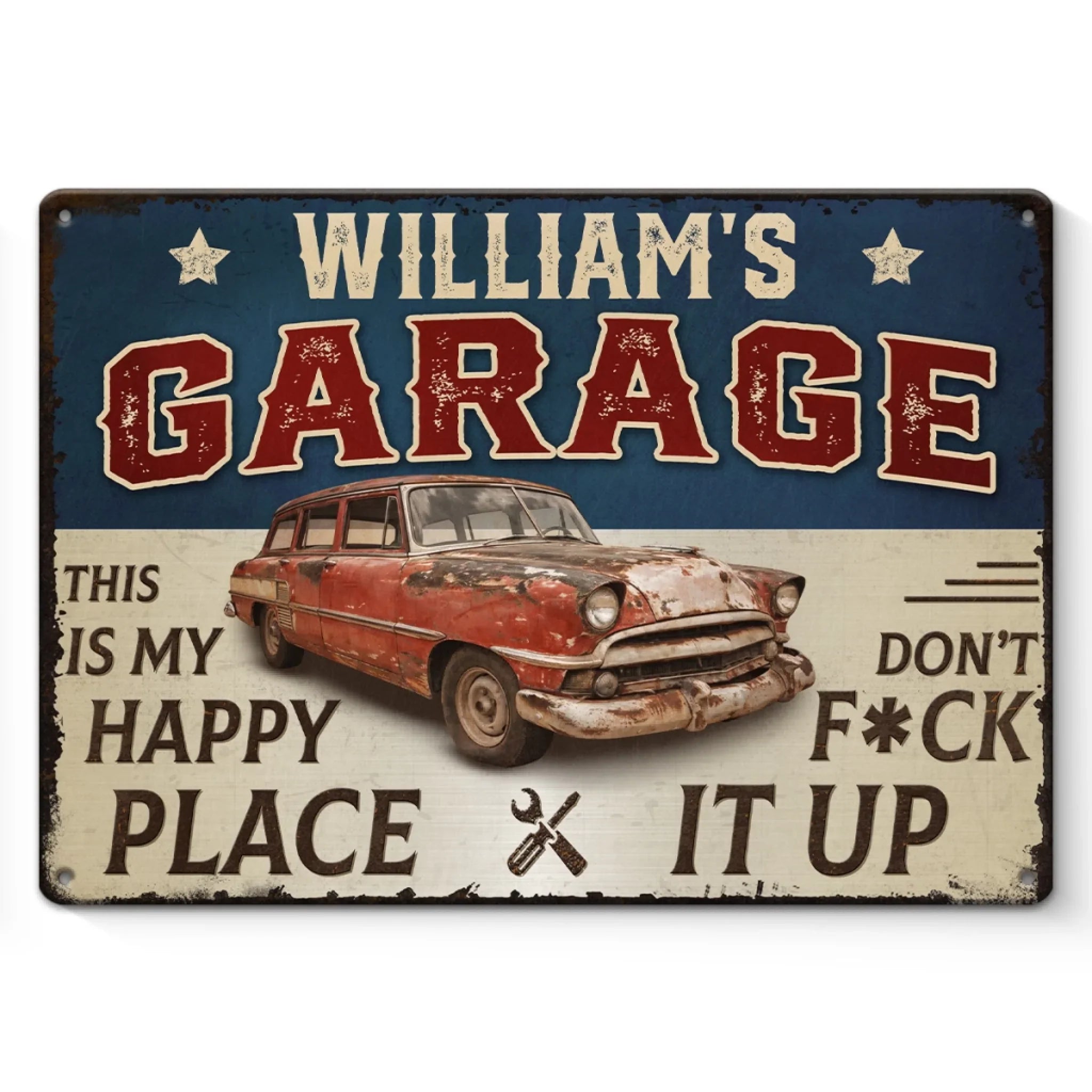 Custom Photo Home Decor Metal Sign - Personalized  Birthday Gifts For Men, Man Cave, Dad, Grandpa - Garage Therapy