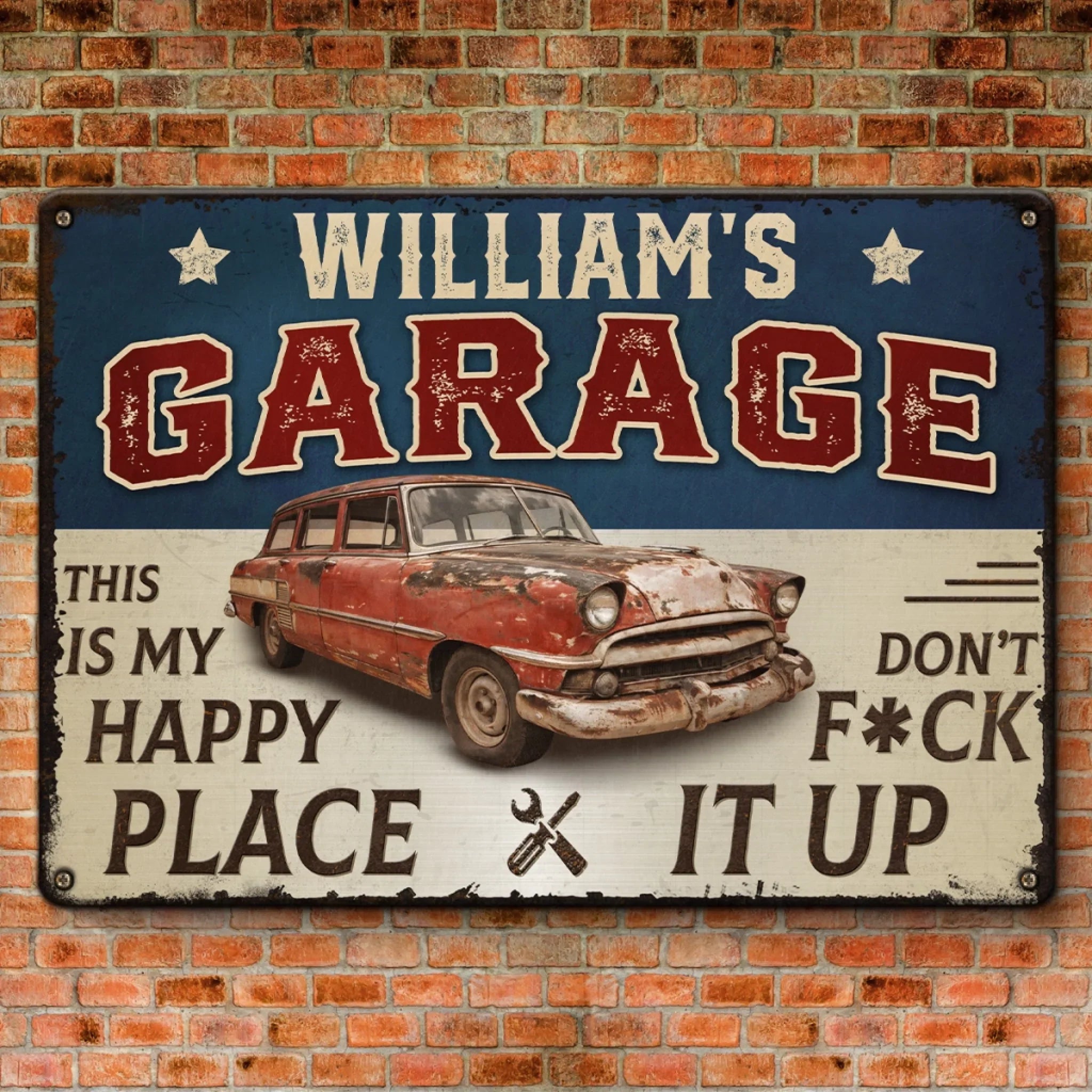 Custom Photo Home Decor Metal Sign - Personalized  Birthday Gifts For Men, Man Cave, Dad, Grandpa - Garage Therapy