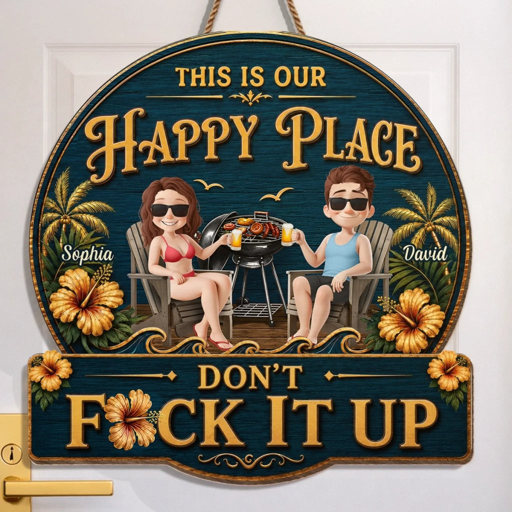 Custom Wood Sign - Personalized Summer Vacation And Travel Gifts For Husband And Wife, Him And Her - Keeping Our Peace Together