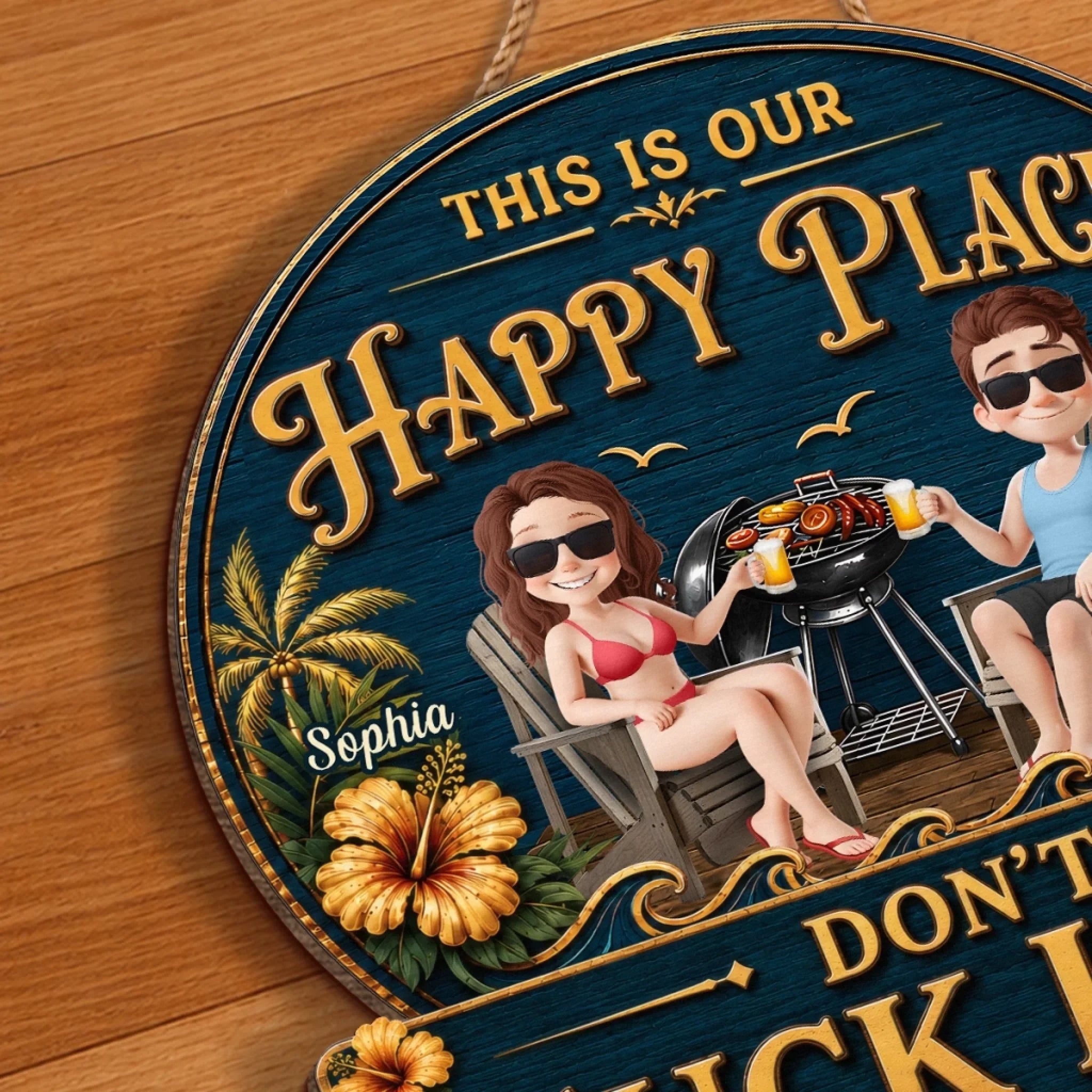 Custom Wood Sign - Personalized Summer Vacation And Travel Gifts For Husband And Wife, Him And Her - Keeping Our Peace Together