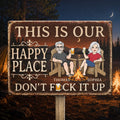 Custom Home Decor Metal Sign - Personalized  Summer Vacation And Travel Gifts For Husband And Wife, Him And Her - Campfire, Drinks And My Person