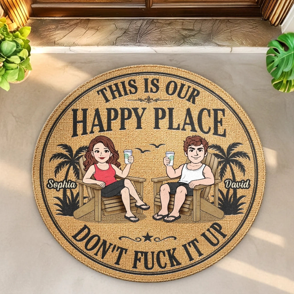 Custom Shaped Doormat - Personalized Summer Vacation And Travel Gifts For Husband And Wife, Him And Her - Guarding Our Paradise Together