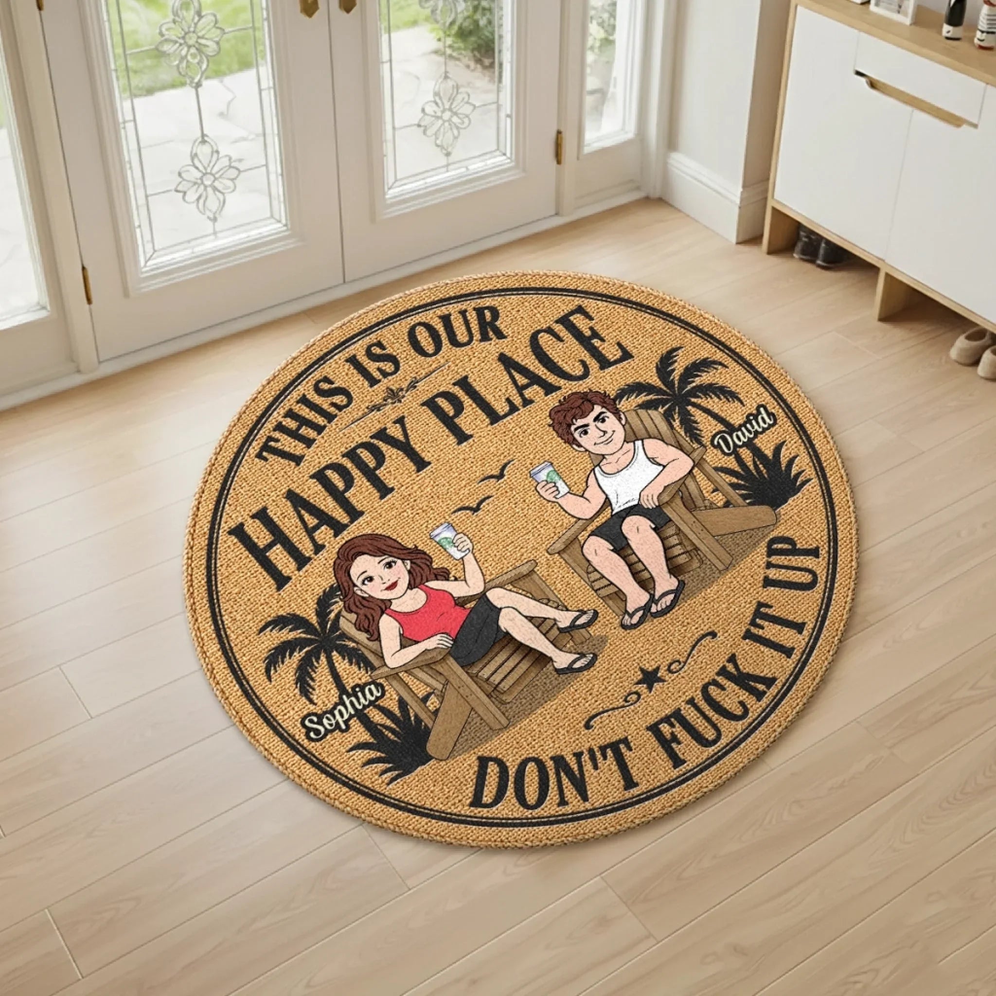 Custom Shaped Doormat - Personalized Summer Vacation And Travel Gifts For Husband And Wife, Him And Her - Guarding Our Paradise Together
