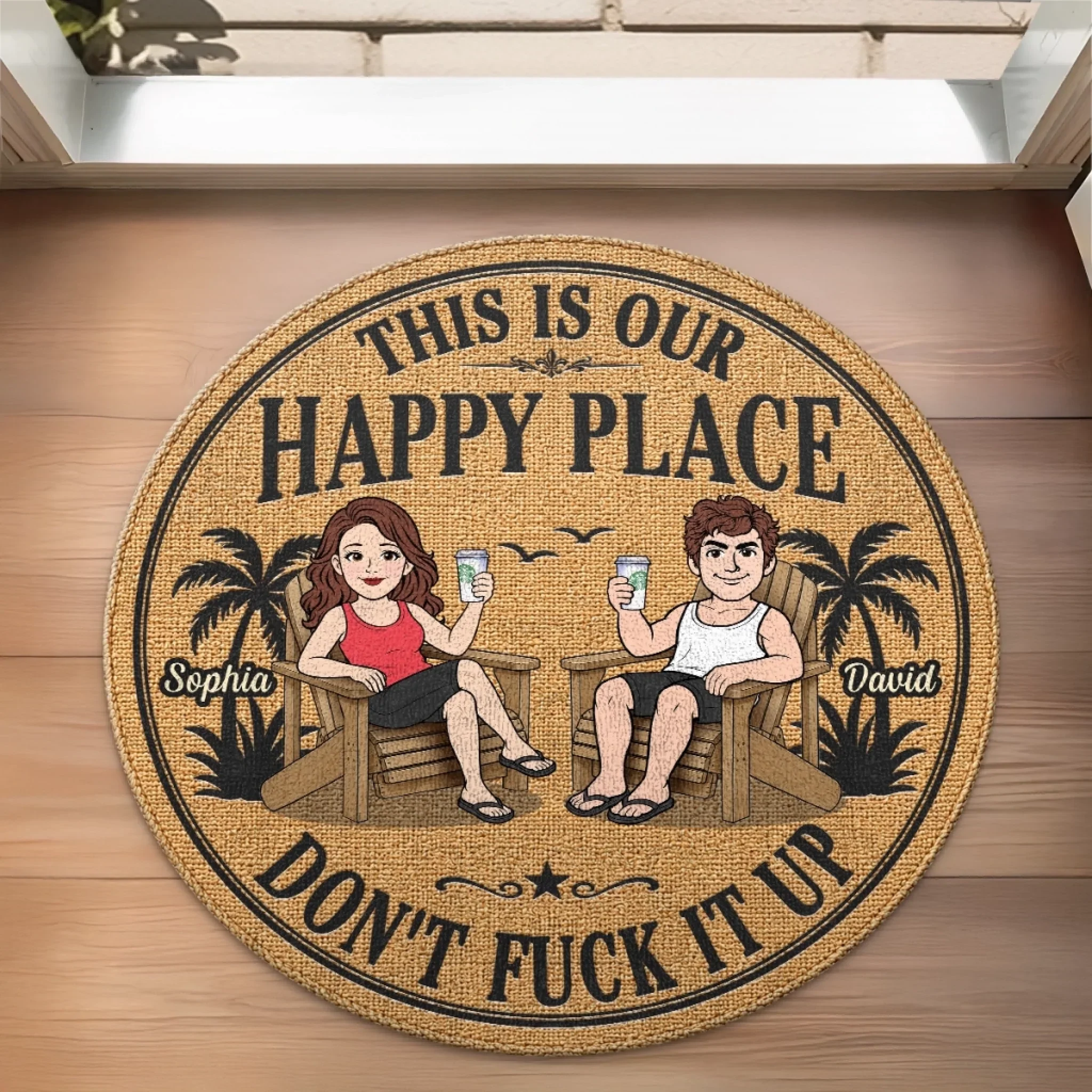 Custom Shaped Doormat - Personalized Summer Vacation And Travel Gifts For Husband And Wife, Him And Her - Guarding Our Paradise Together