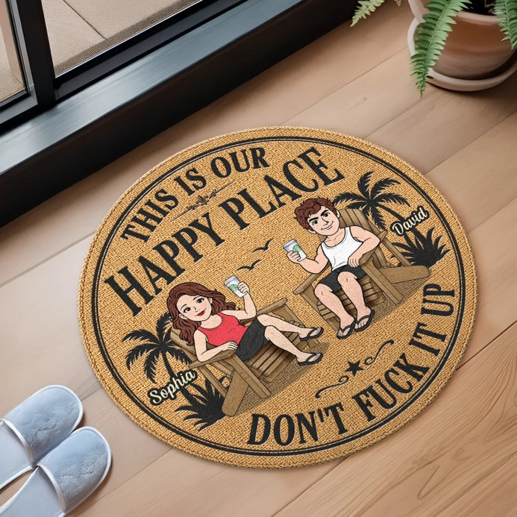 Custom Shaped Doormat - Personalized Summer Vacation And Travel Gifts For Husband And Wife, Him And Her - Guarding Our Paradise Together