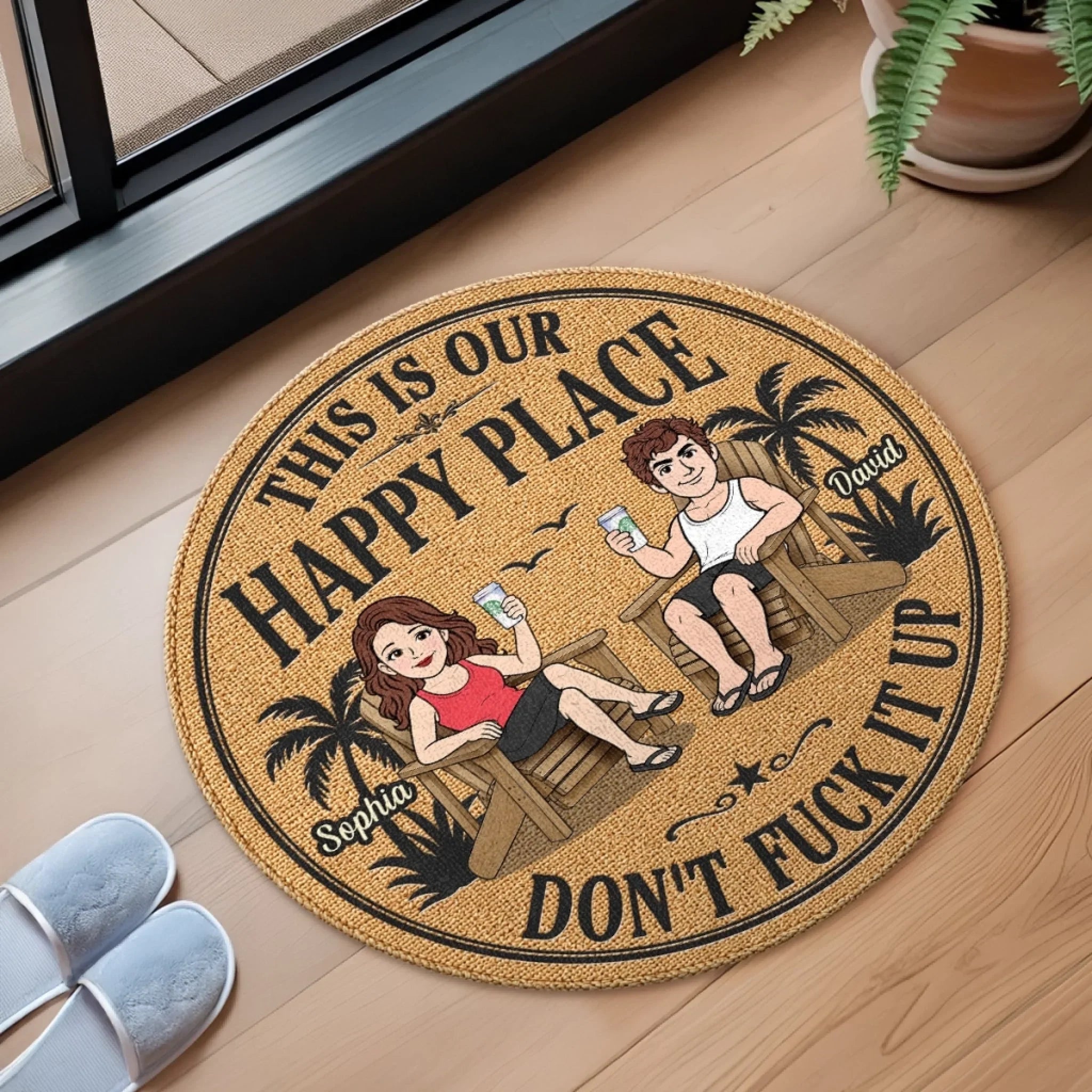 Custom Shaped Doormat - Personalized Summer Vacation And Travel Gifts For Husband And Wife, Him And Her - Guarding Our Paradise Together