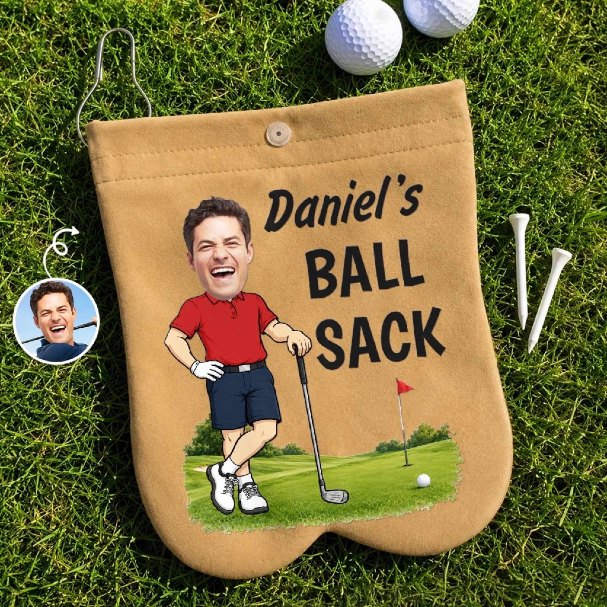 Custom Photo Flannel Golf Ball Bag Sack - Personalized Birthday Gifts For Golf Lovers, Sports Fans, Sports Lovers - Best Sack On The Green