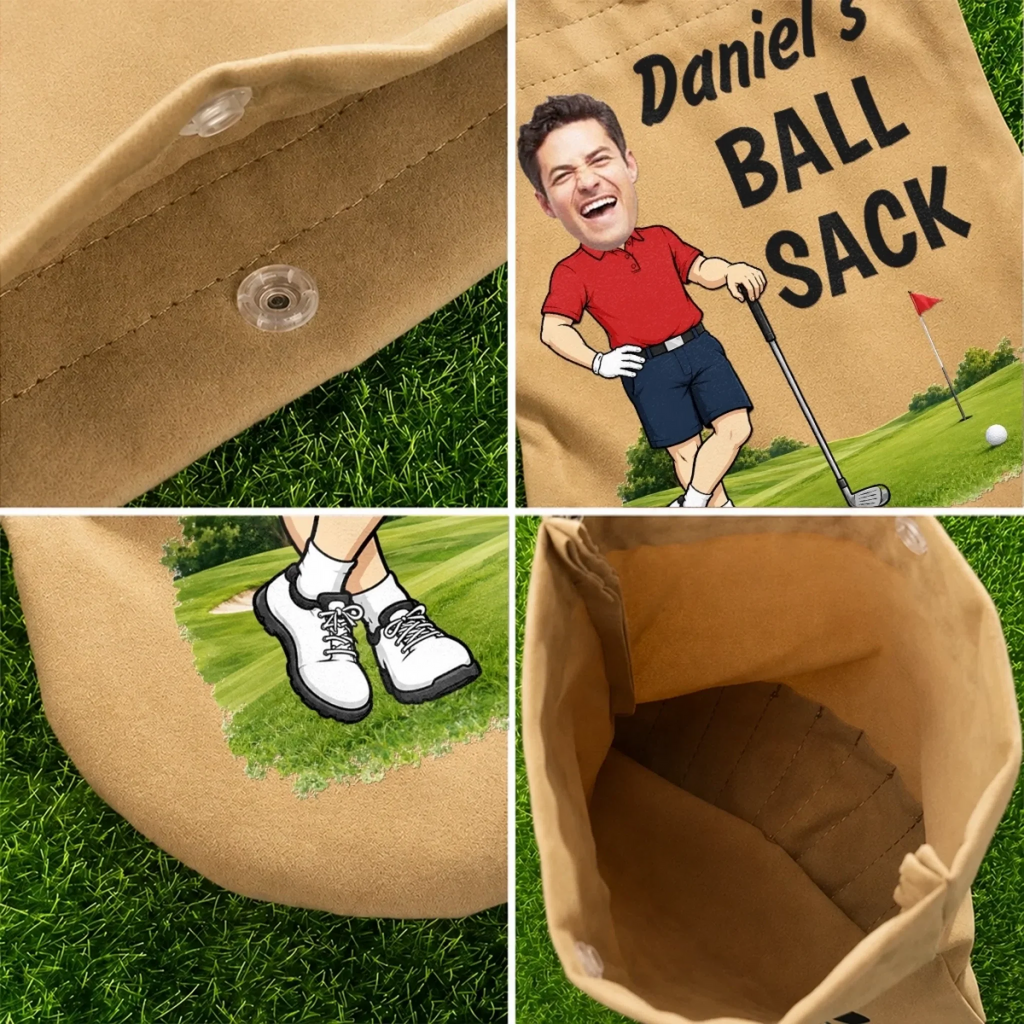 Custom Photo Flannel Golf Ball Bag Sack - Personalized Birthday Gifts For Golf Lovers, Sports Fans, Sports Lovers - Best Sack On The Green
