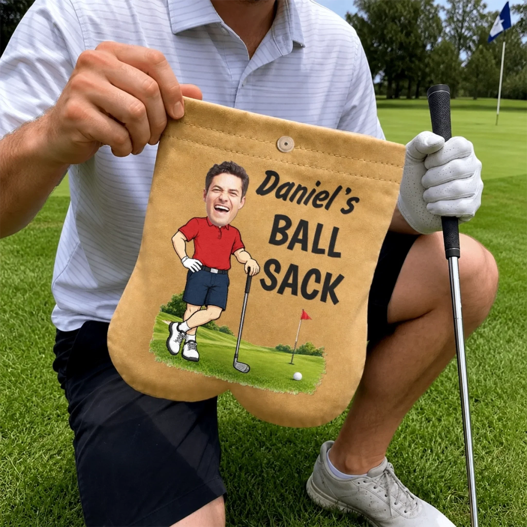 Custom Photo Flannel Golf Ball Bag Sack - Personalized Birthday Gifts For Golf Lovers, Sports Fans, Sports Lovers - Best Sack On The Green