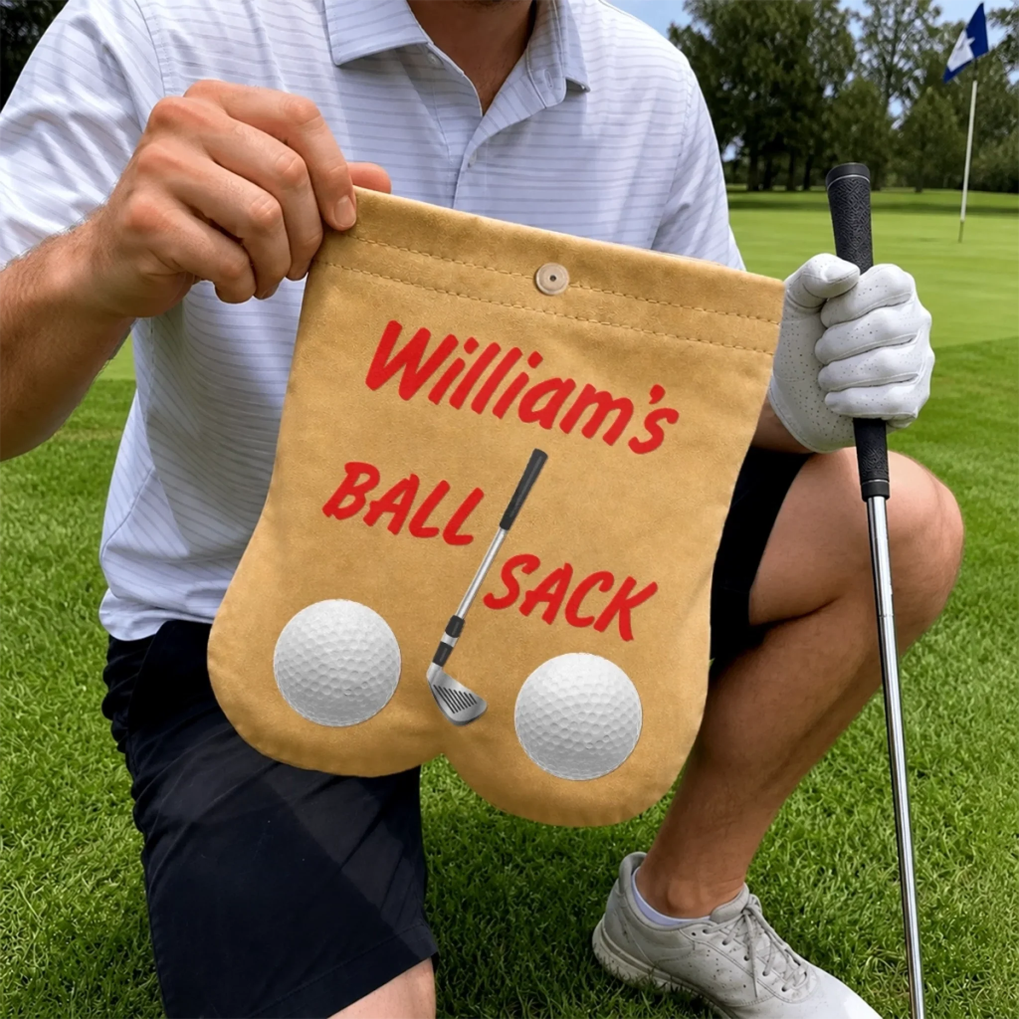 Custom Flannel Golf Ball Bag Sack - Personalized Birthday Gifts For Golf Lovers, Sports Fans, Sports Lovers - King Of The Golf Course