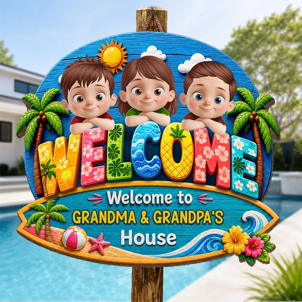 Custom Poolside Wood Sign - Personalized Summer Vacation And Travel Gifts For Grandma, Grandpa - Sweet Summer Moments