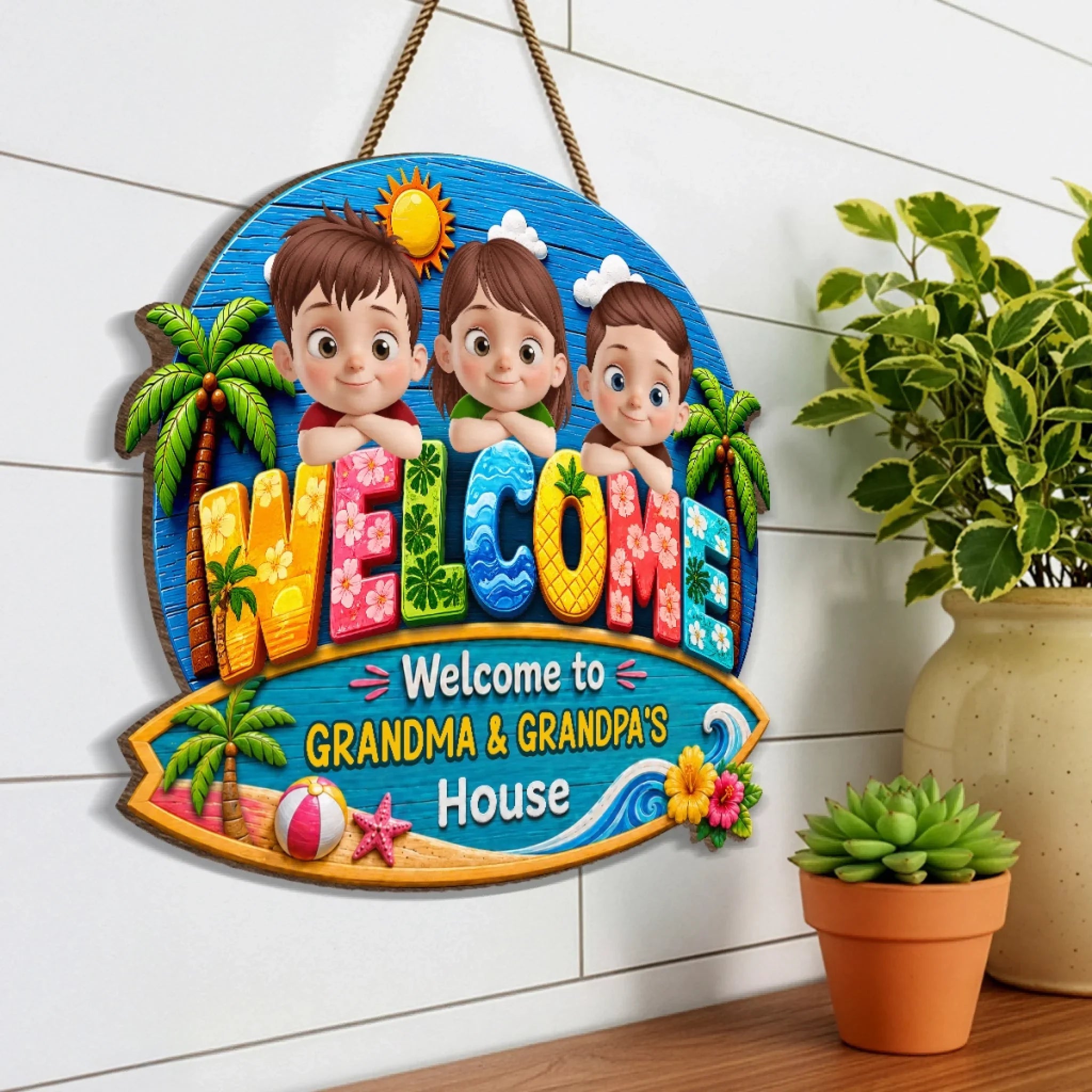 Custom Poolside Wood Sign - Personalized Summer Vacation And Travel Gifts For Grandma, Grandpa - Sweet Summer Moments