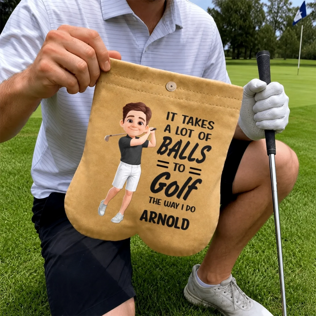 Custom Flannel Golf Ball Bag Sack - Personalized Birthday Gifts For Golf Lovers, Sports Fans, Sports Lovers - Just A Man And His Balls