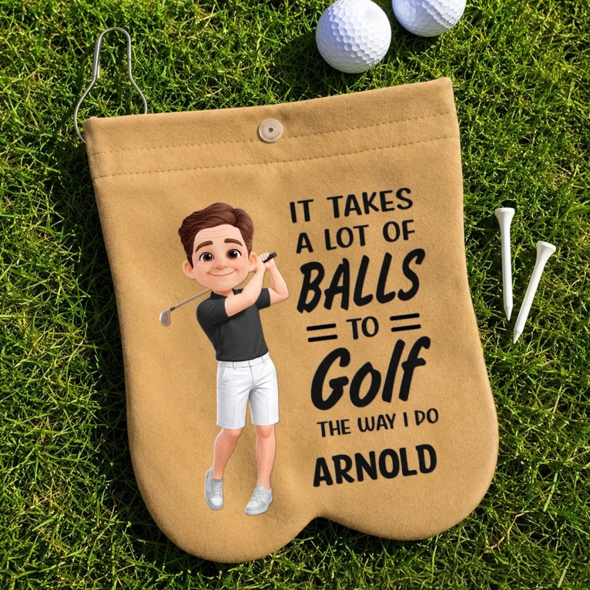 Custom Flannel Golf Ball Bag Sack - Personalized Birthday Gifts For Golf Lovers, Sports Fans, Sports Lovers - Just A Man And His Balls